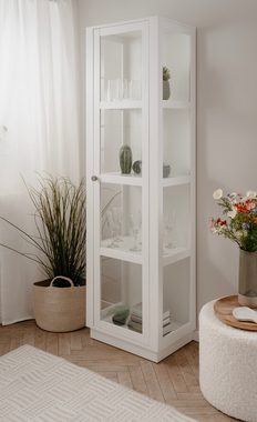 Furn.Design Glasvitrine Blanverd (Vitrine in weiß, 56 x 195 cm oder 100 x 150 cm)