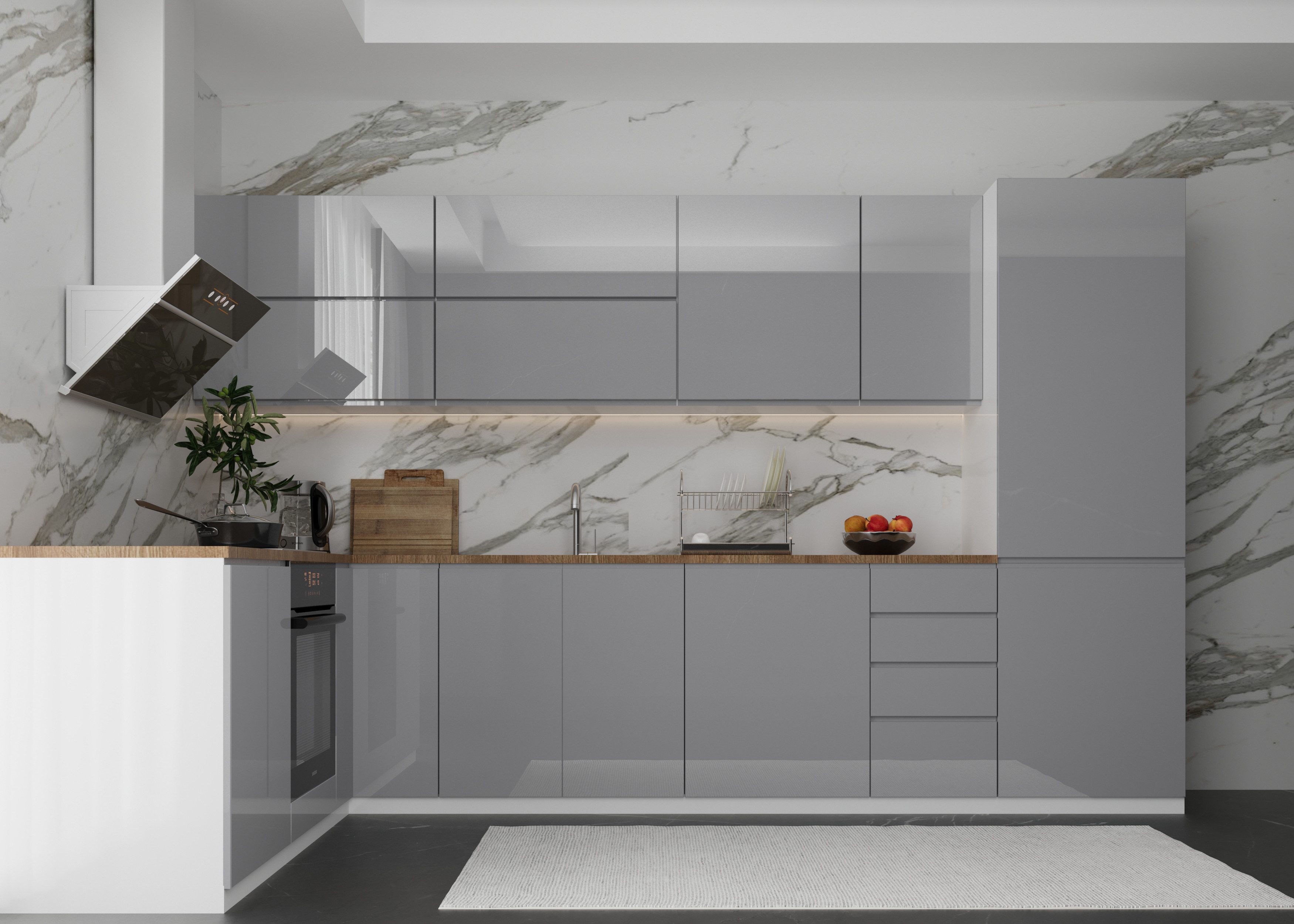 ROYAL24_MARKT Winkelküche K54-G330 R - Aspen günstig online kaufen