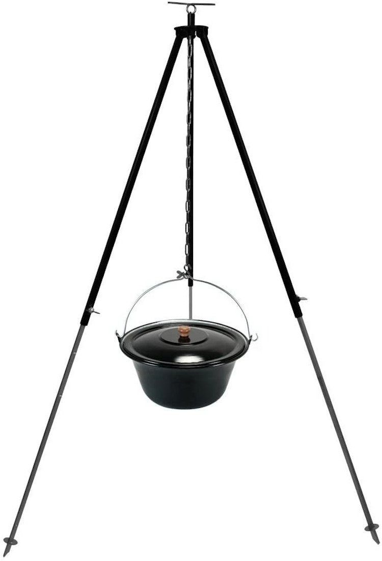 Schwenkgrill Gulaschkessel 10 Liter Dreibein 130 cm Kettenhöhenverstellung
