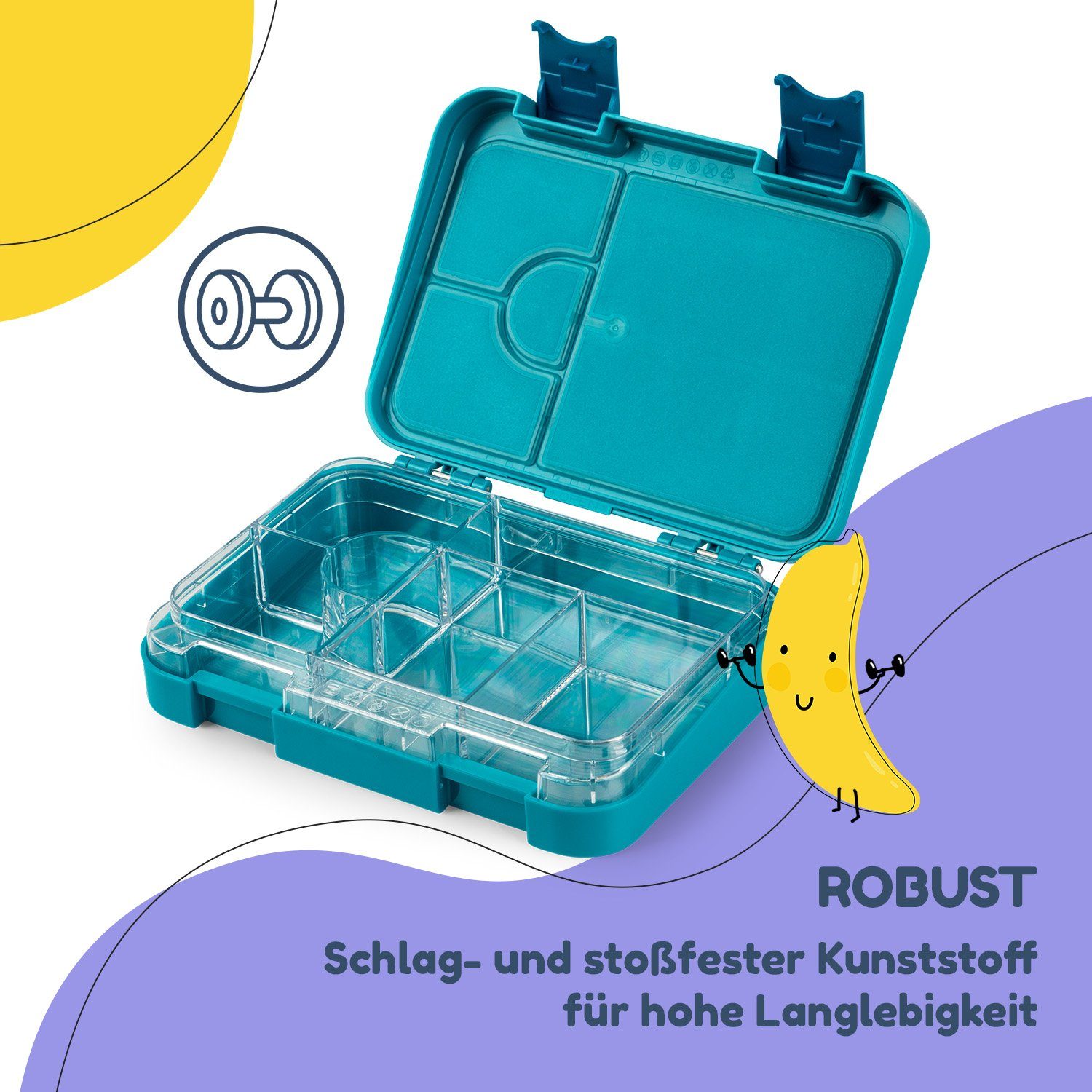 Kunststoff, Petrol Klarstein Frischhaltedose Sea Lunchbox, (Packung) junior
