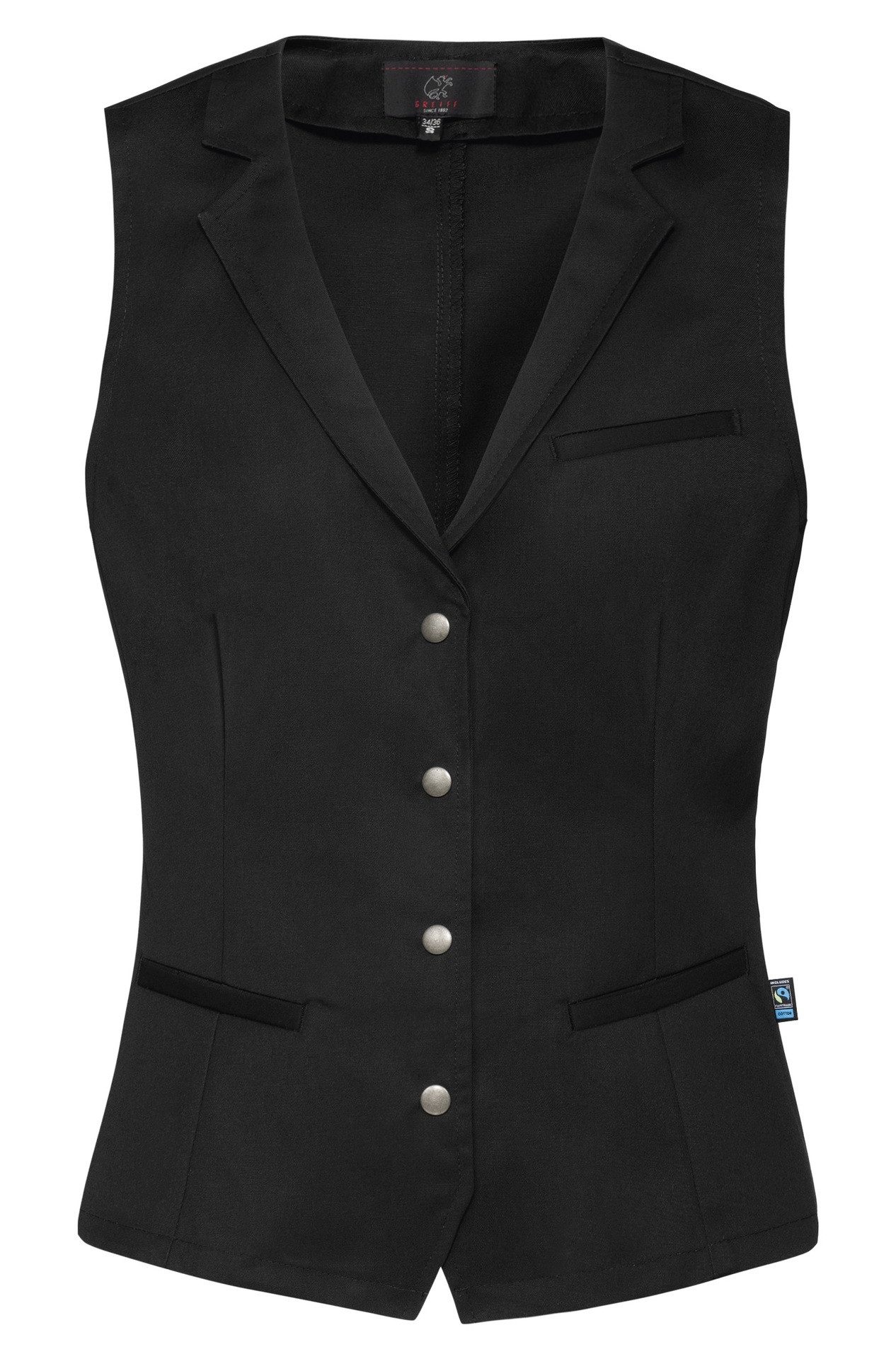 GREIFF Anzugweste Greiff GASTRO MODA Damen Kellner-Weste Revers Regular Fit Schwarz