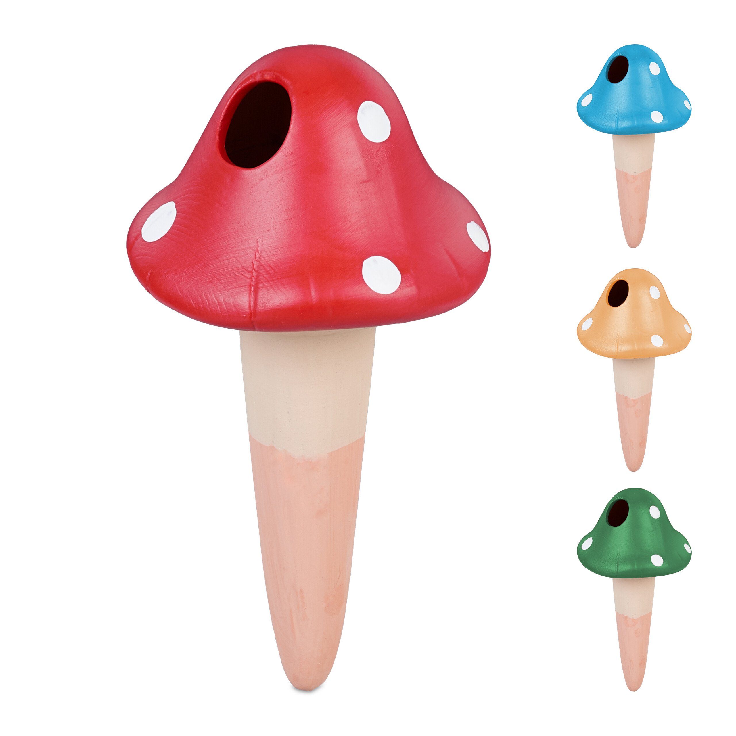 Bewässerungskugel Tonkegel bunte Pilze im 4er Set
