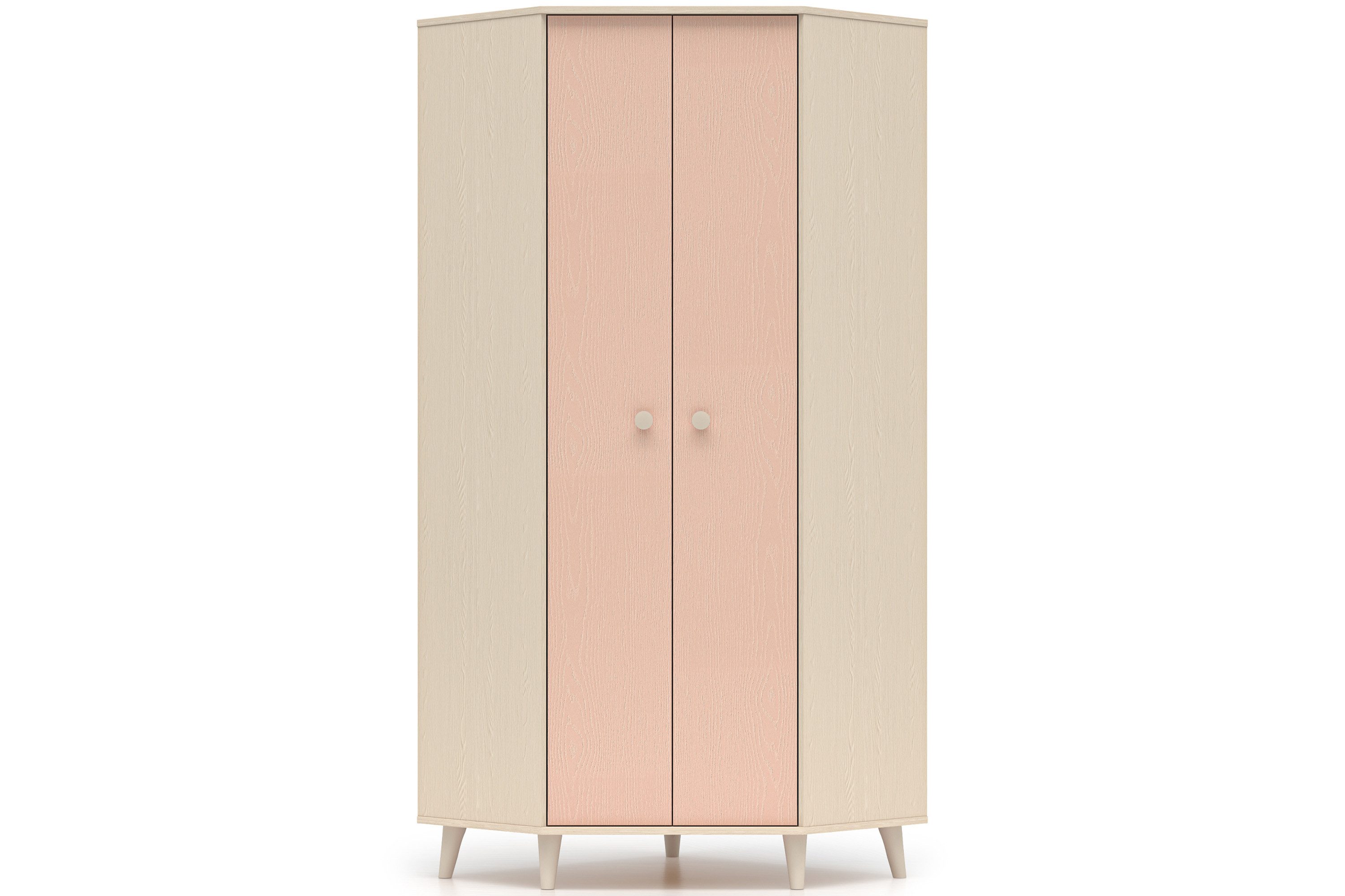 KONSIMO® Eckschrank PUNGI Eckkleiderschrank, Kinderzimmer, hergestellt in der EU Einlegeböden, Kleiderstangen, sanft schließend