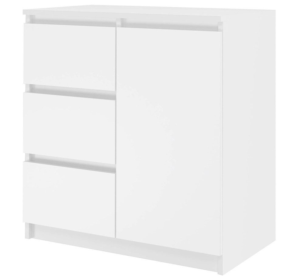MAGOWA Schubkastenkommode moderne Kommode 1D3S - stilvoller Stauraum (komfortable Bedienung, Grifflos gestaltete Schubladenfronten), Tiefe: 40 cm Breite: 80 cm Höhe: 75 cm