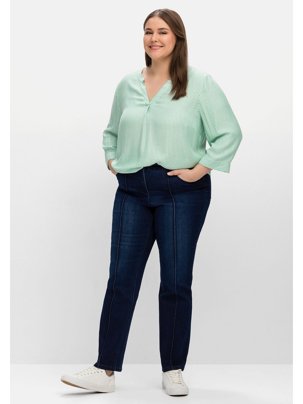 SHEEGO Stretch-Jeans Große Größen mit Biesen mehr