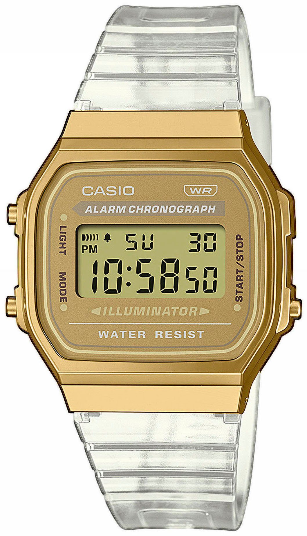 CASIO VINTAGE Chronograph A168XESG-9AEF, Quarzuhr, Armbanduhr, Damen, Herren, digital, retro, Stoppfunktion