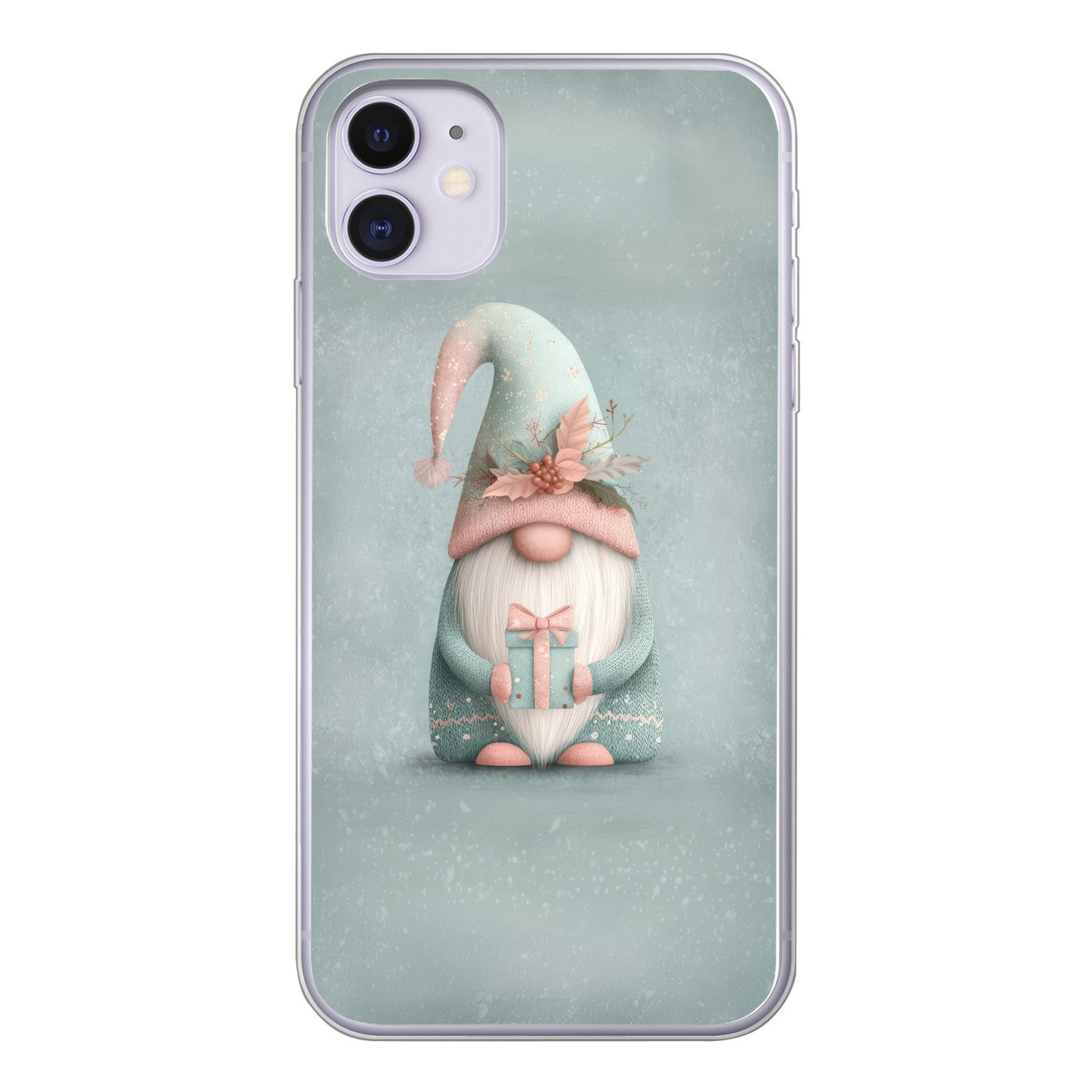 MuchoWow Handyhülle für Apple iPhone 11 Weihnachtszwerg - Geschenk - Grün, Smartphone-Bumper, Print, Handy Schutzhülle Dünn