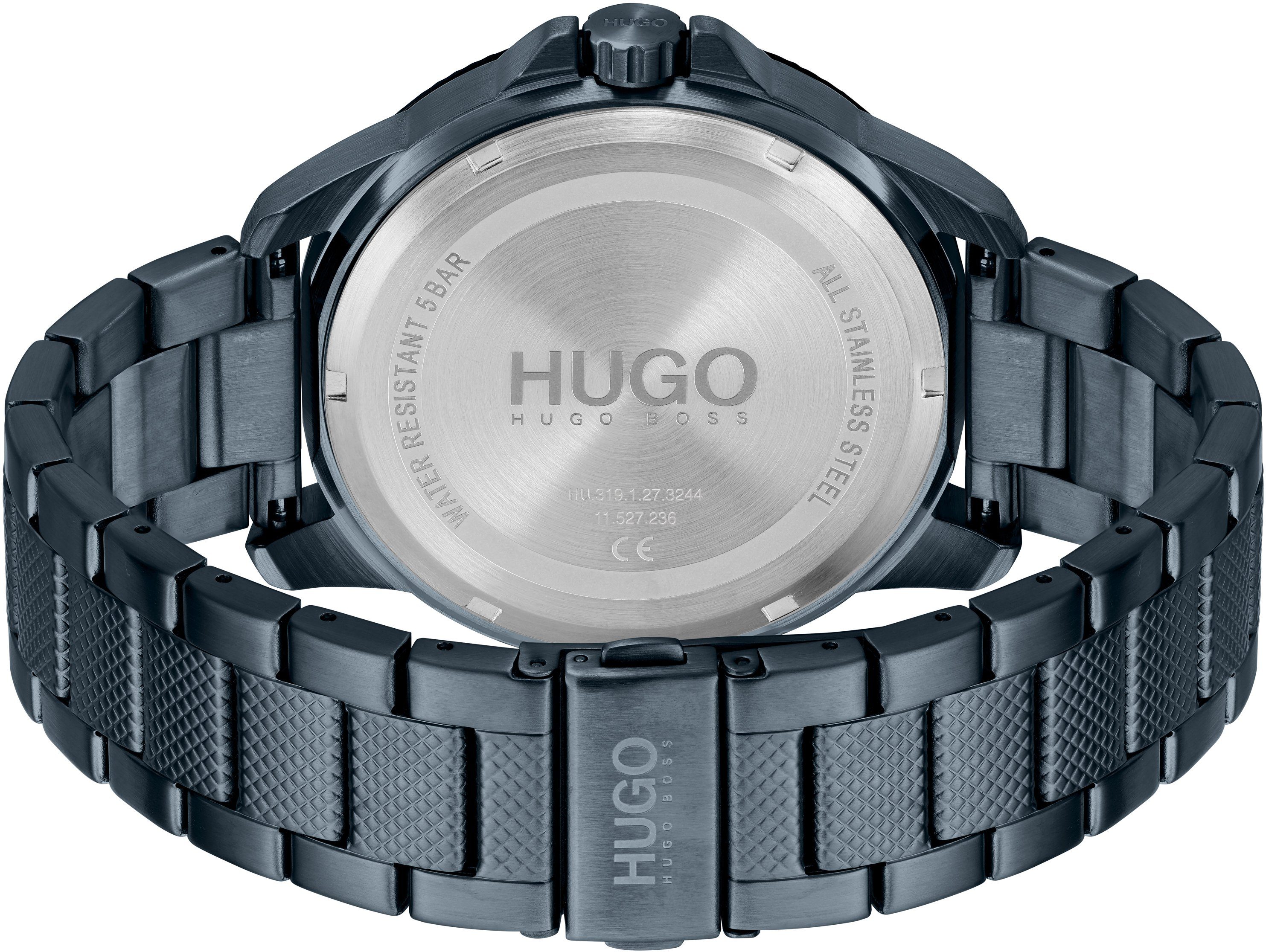 HUGO Multifunktionsuhr #SPORT 1530194, Quarzuhr, Armbanduhr, Herrenuhr, Datum, Edelstahlarmband