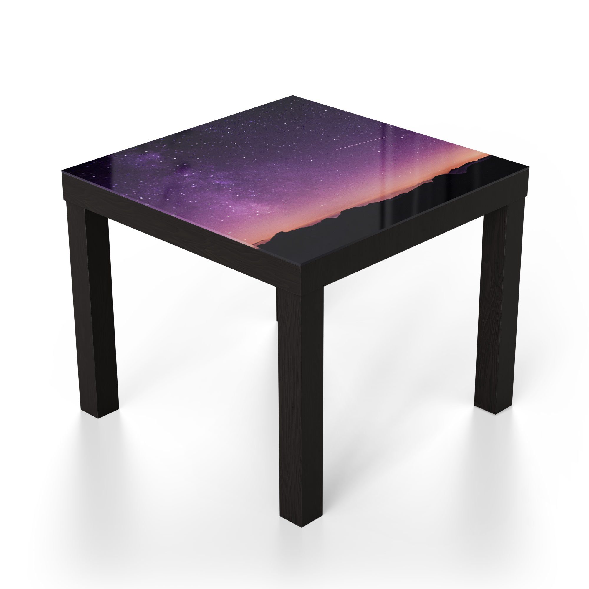 DEQORI Glas 'Purpurroter Beistelltisch modern Couchtisch Schwarz Nachthimmel', Glastisch