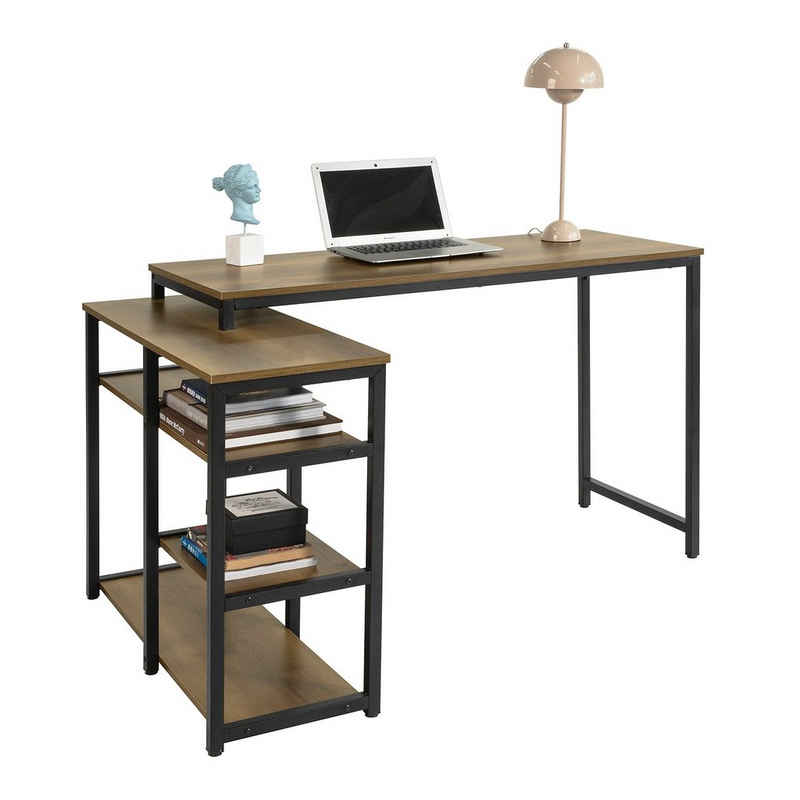 SoBuy Schreibtisch »FWT82«, mit Ablagen rechts oder Links Computertisch Arbeitstisch Homeoffice