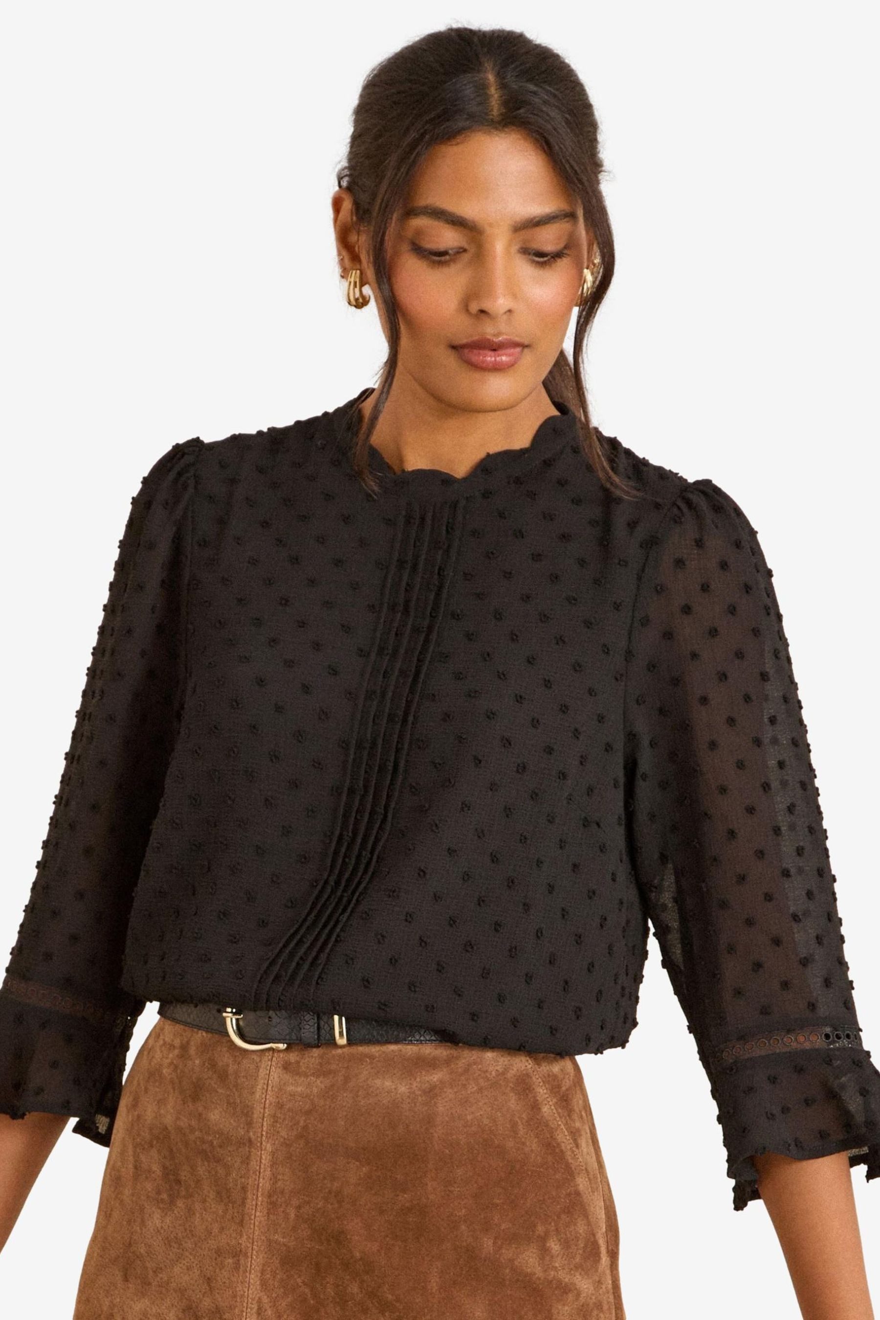 Langarmbluse Love & Roses Bluse mit 3/4-Trompetenärmel, Regular