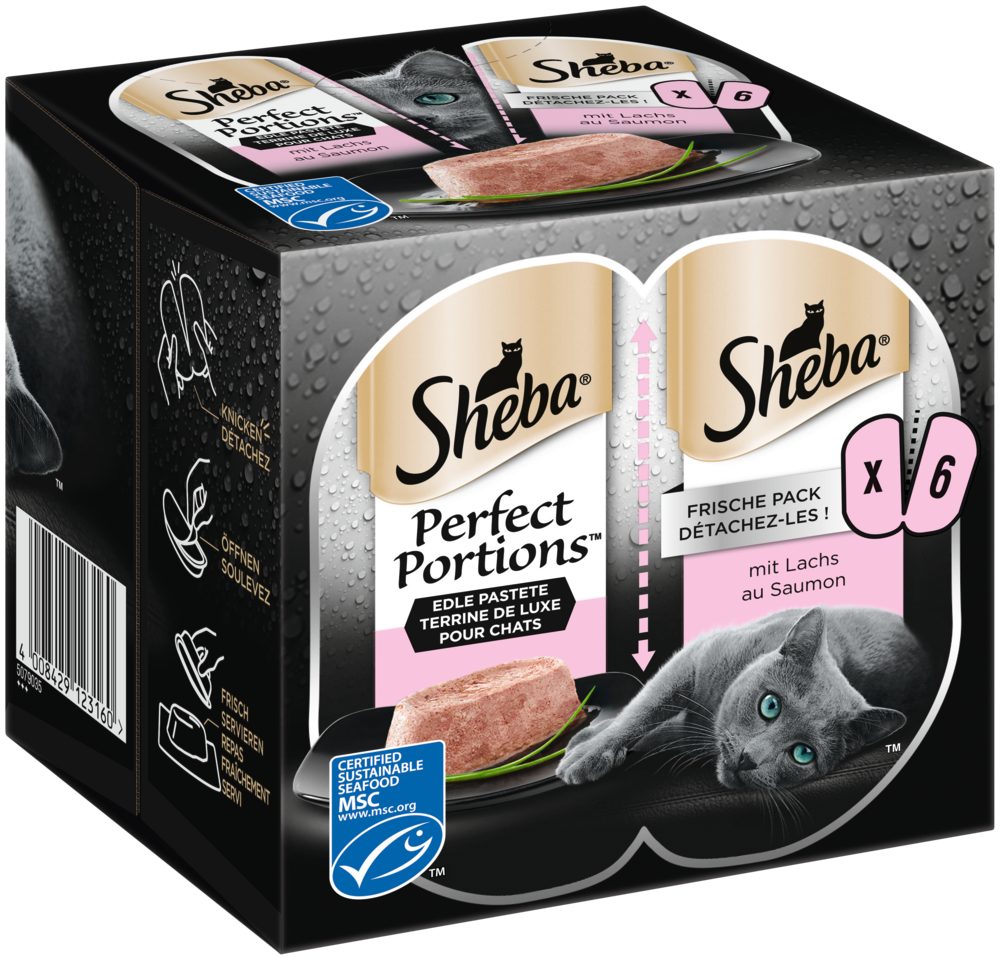 Sheba SHEBA® PERFECT PORTIONS™ mit Lachs MSC 6 x 37,5g, Nassfutter für: Katze