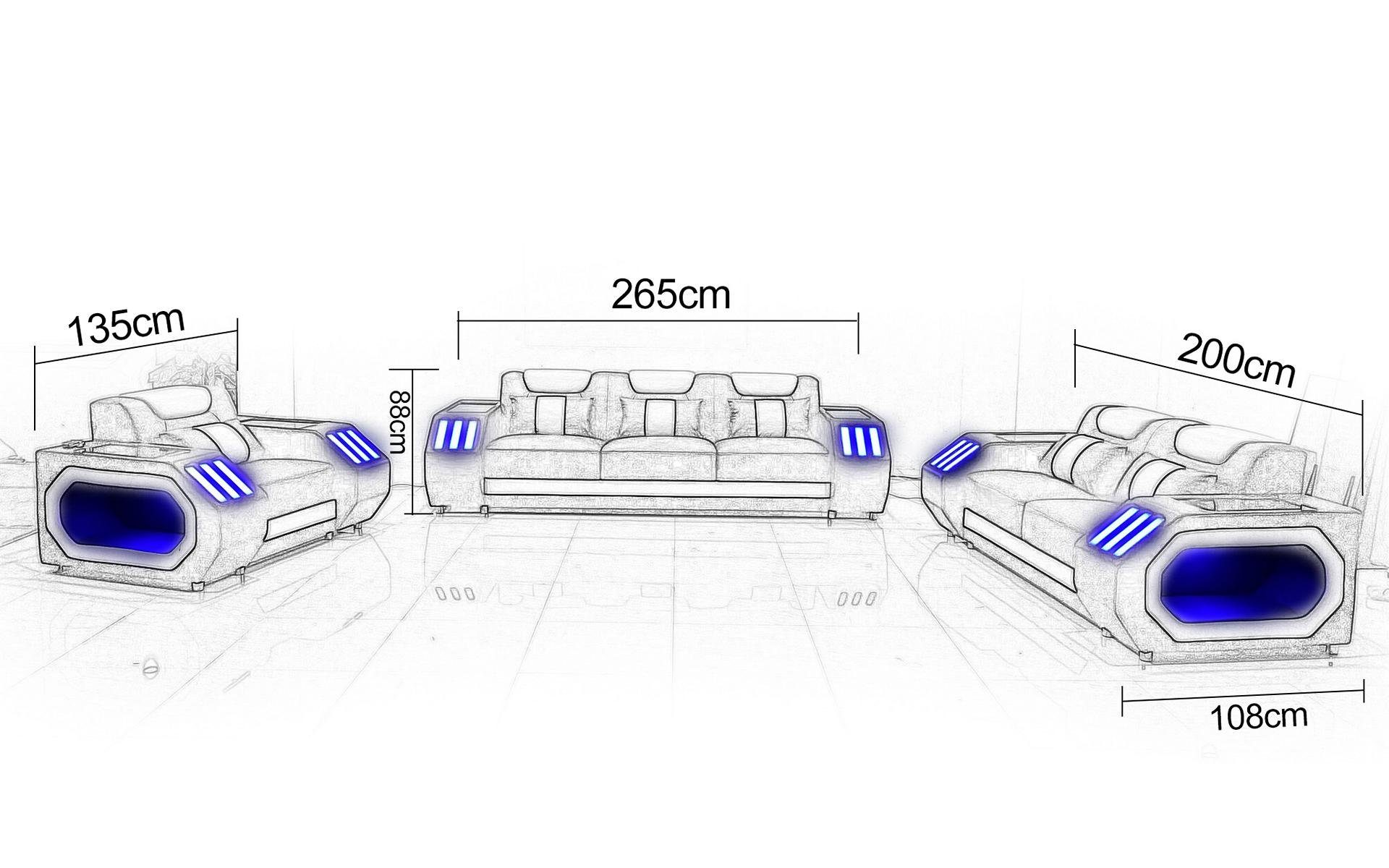 JVmoebel Wohnzimmer-Set, Ledersofa Couch Wohnlandschaft Sofa Garnitur Sitzer Design 321 Schwarz/Weiß Modern