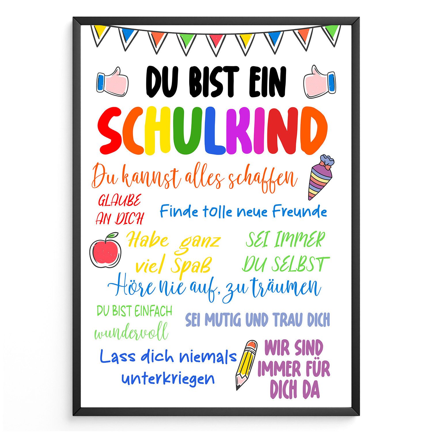 Tigerlino Poster Schulkind Geschenk Einschulung Mädchen Jungen Einschulungsposter