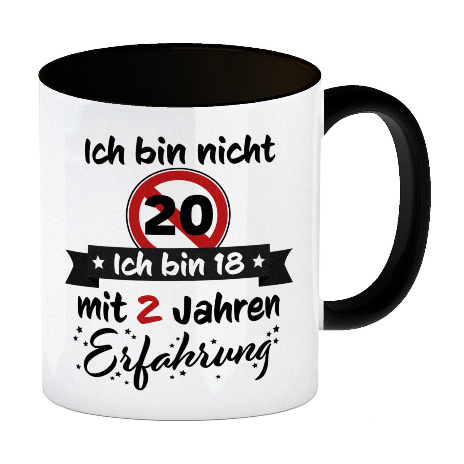speecheese Tasse 20. Geburtstag Kaffeebecher Schwarz mit lustigem
