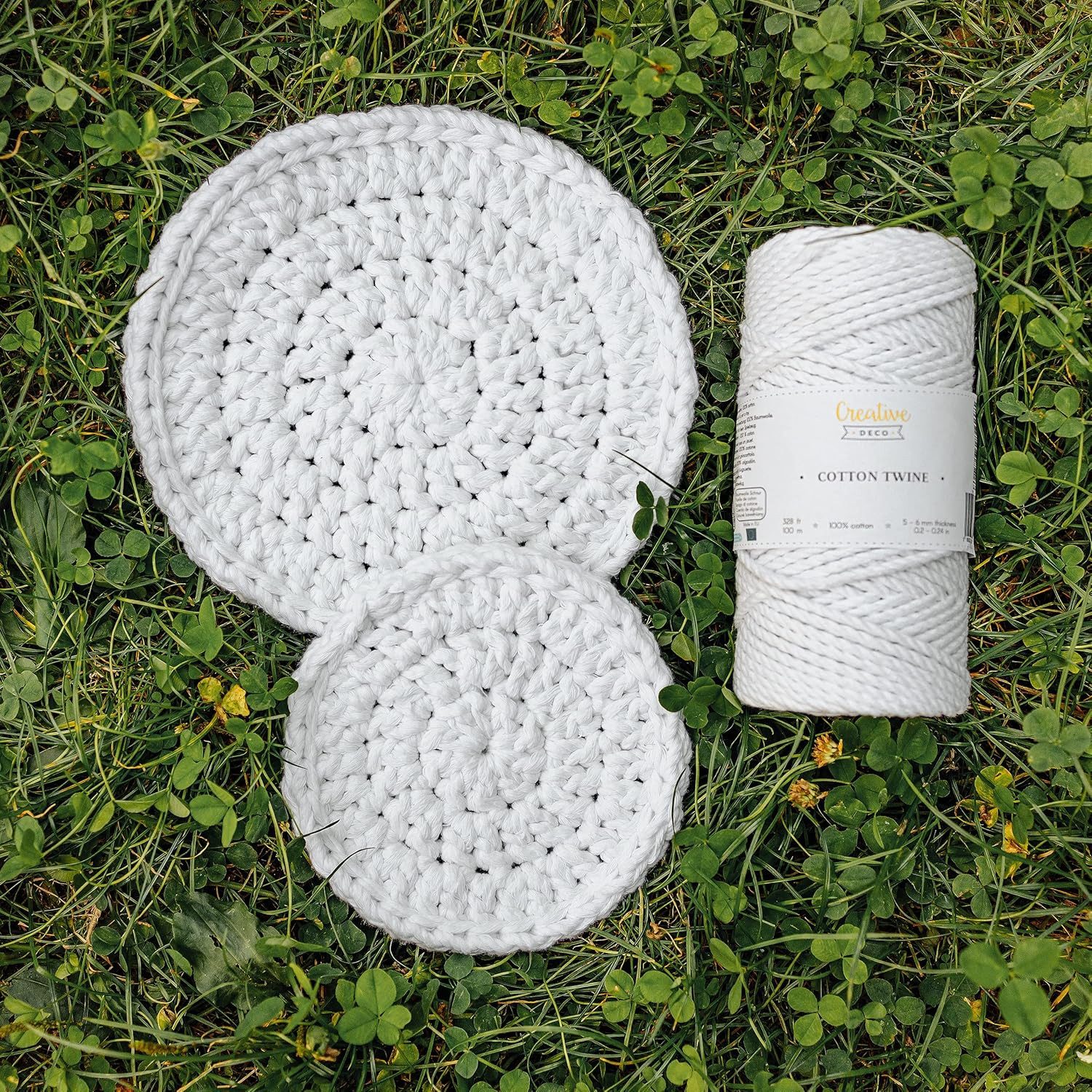 Creative Deco 100m Makramee Garn 6mm, Baumwollgarn Baumwoll Kordel Große Rolle Nähgarn