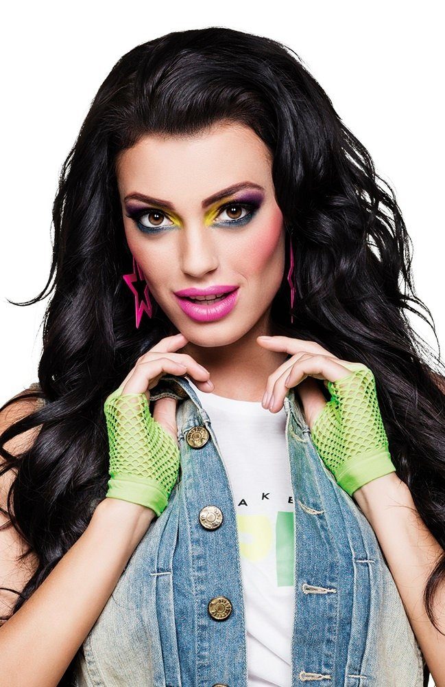 Funny Fashion Kostüm Kurze Fingerlose Netzhandschuhe 'New York', Neon günstig online kaufen