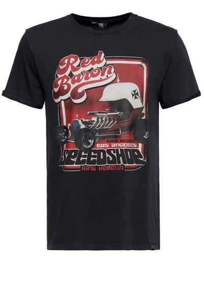 KingKerosin T-Shirt »Red Baron Long Beach« Acidwash mit Frontprint