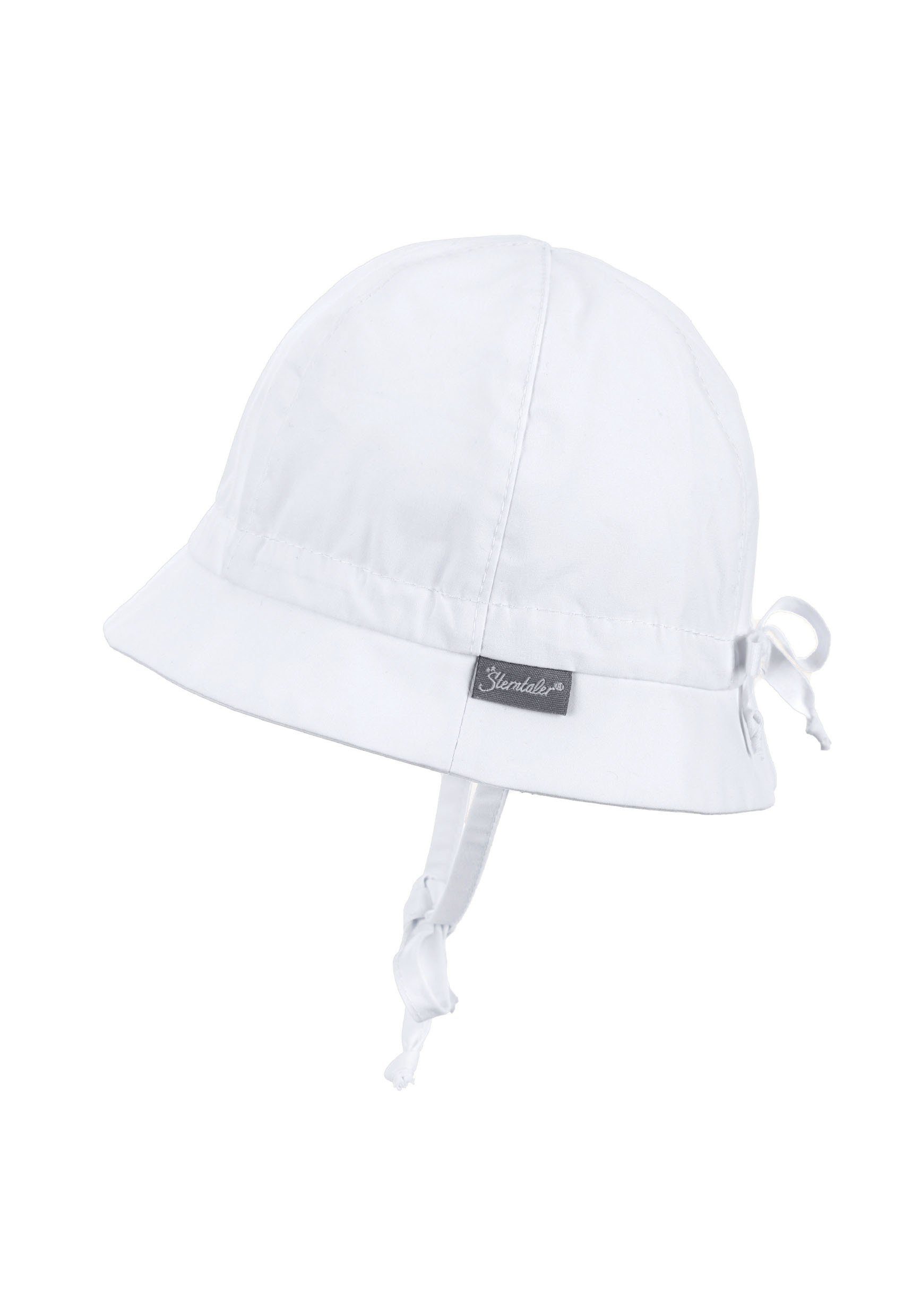 Hut (Bio) (1-St., mit mit UV-Popeline Sterntaler® Einfarbig) aus 50+ Sonnenhut Schlupfmütze aus UV-Schutz Baby Hut Bindebändern Größenregulierung weiß und