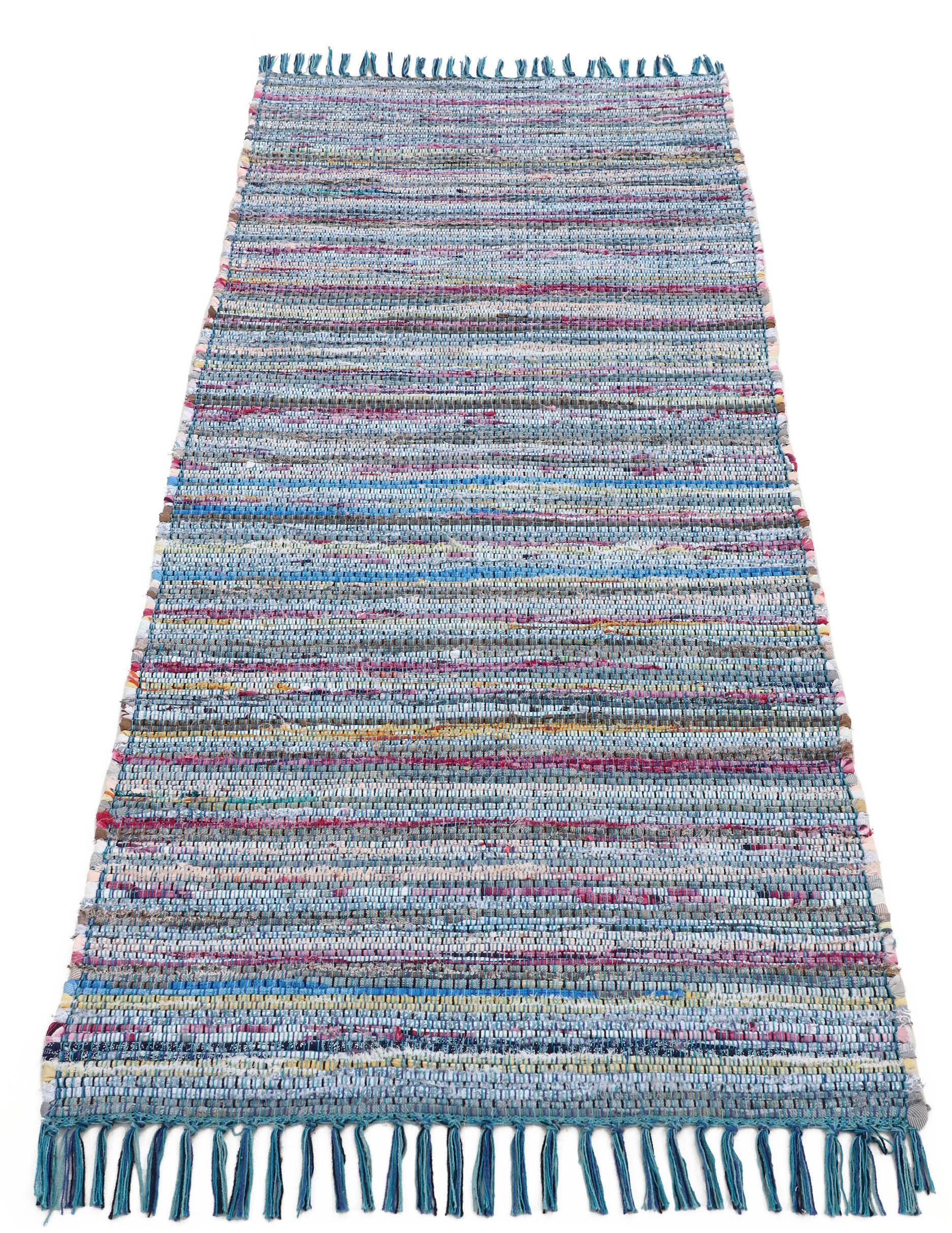 carpetfine Teppich Kelim Chindi, Wendeteppich, rechteckig, Höhe: 6 mm, handgewebt, Fleckerlteppich mit Fransen, auch vielen in Läufergrößen