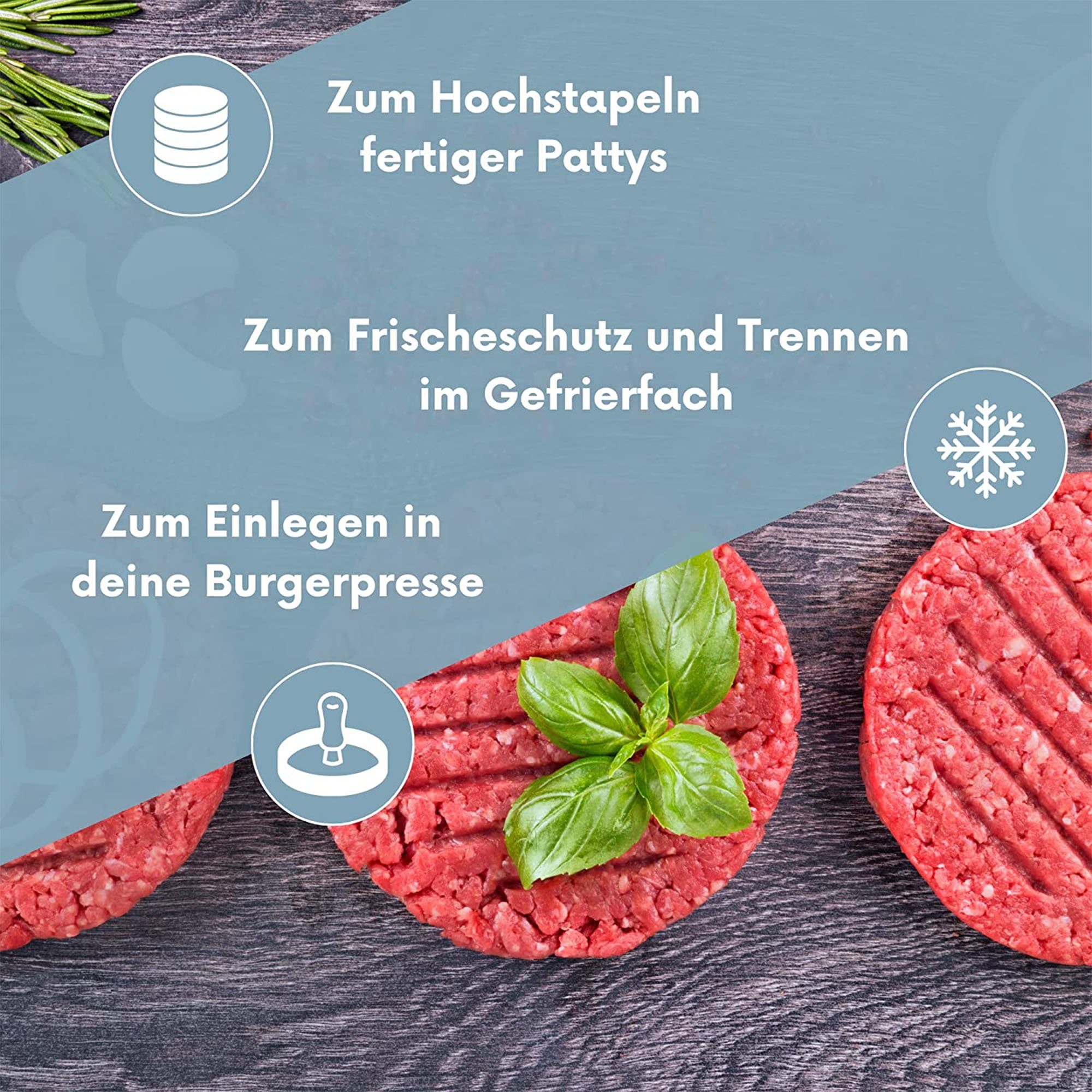 natumo Burgerpresse Burger Papier, Wachspapier