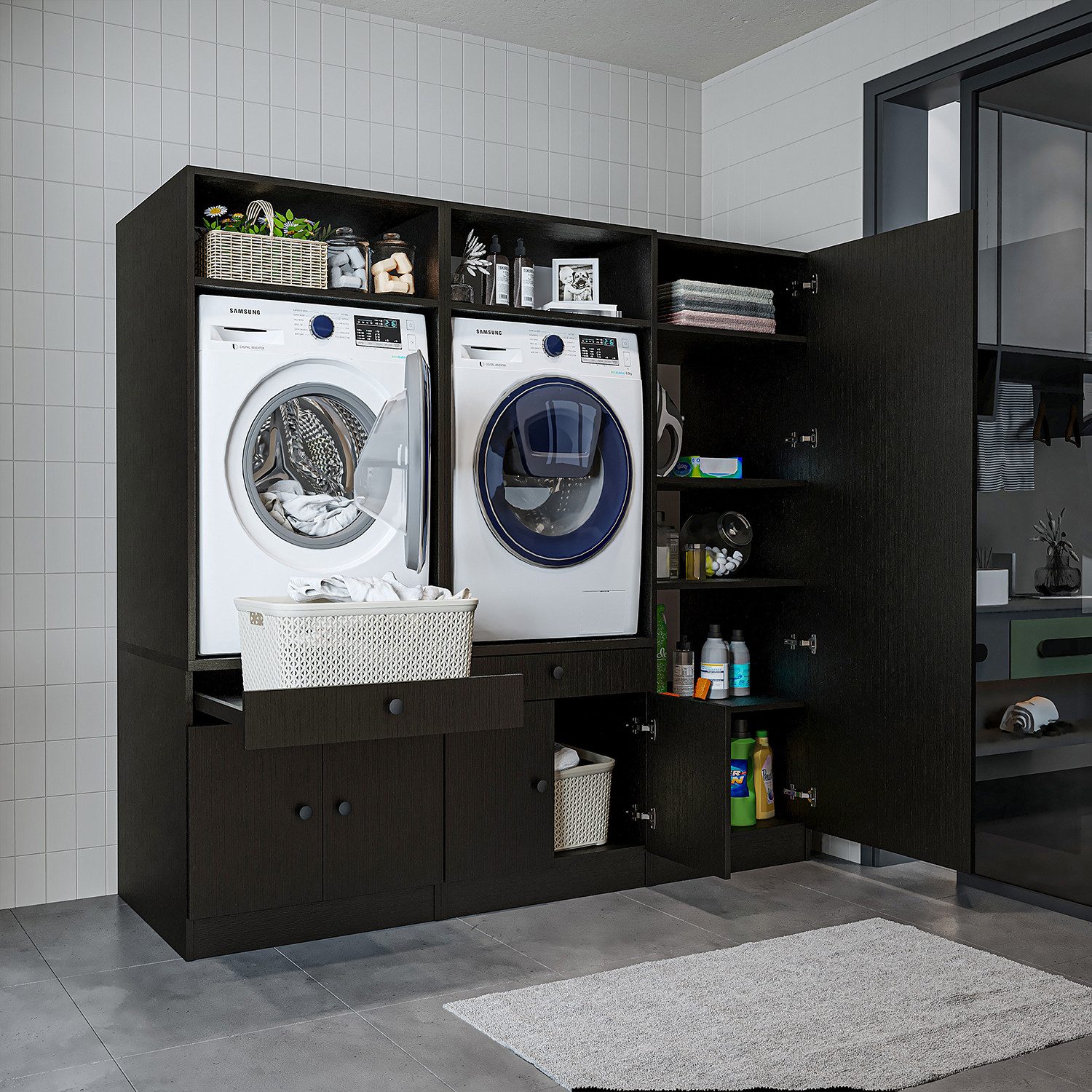 Roomart Waschmaschinenumbauschrank (Waschmaschinenschrank Trocknerschrank m günstig online kaufen