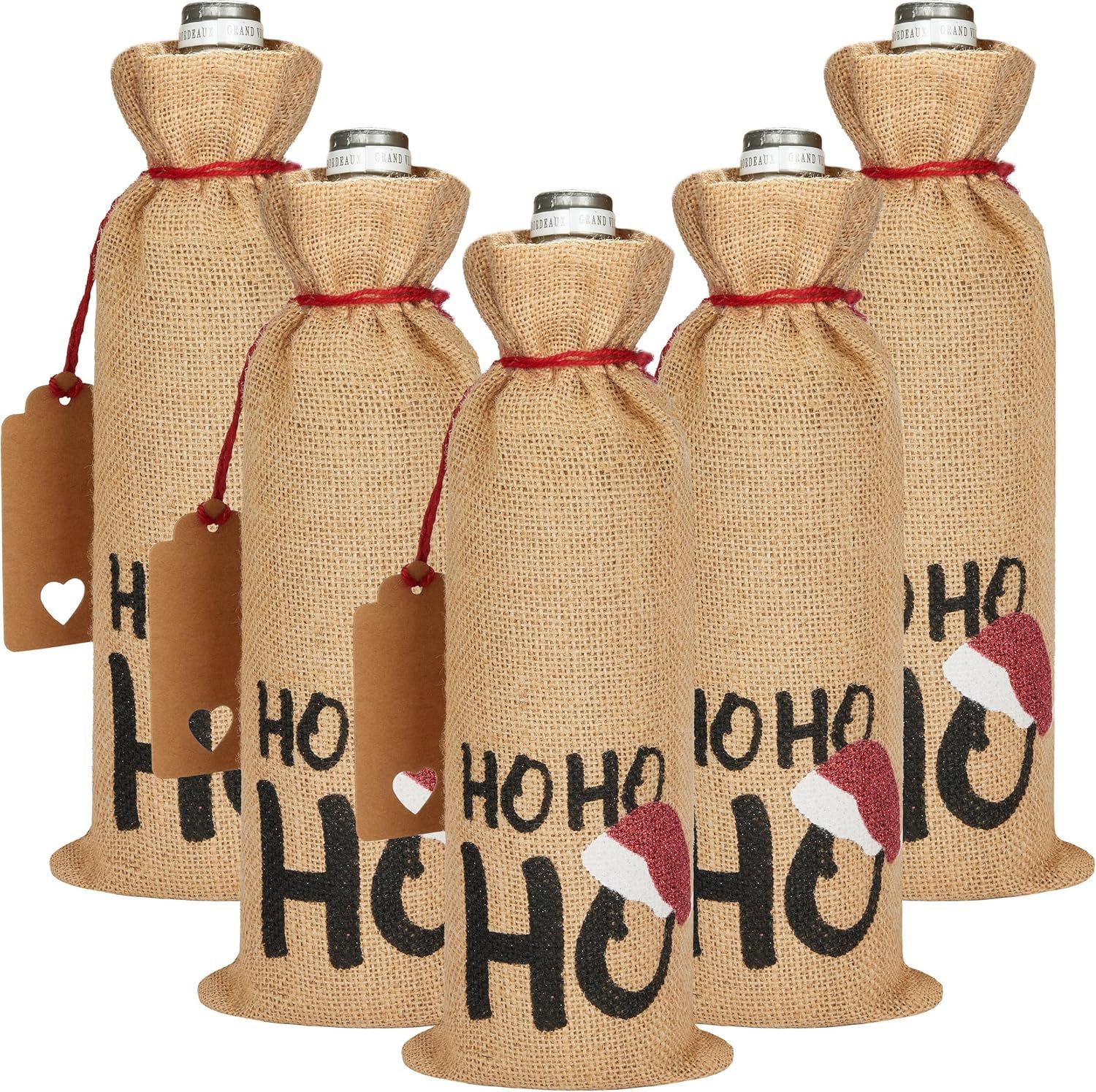 BRUBAKER Weinflaschenhalter HOHOHO mit Weihnachtsmütze, (Weintasche, günstig online kaufen