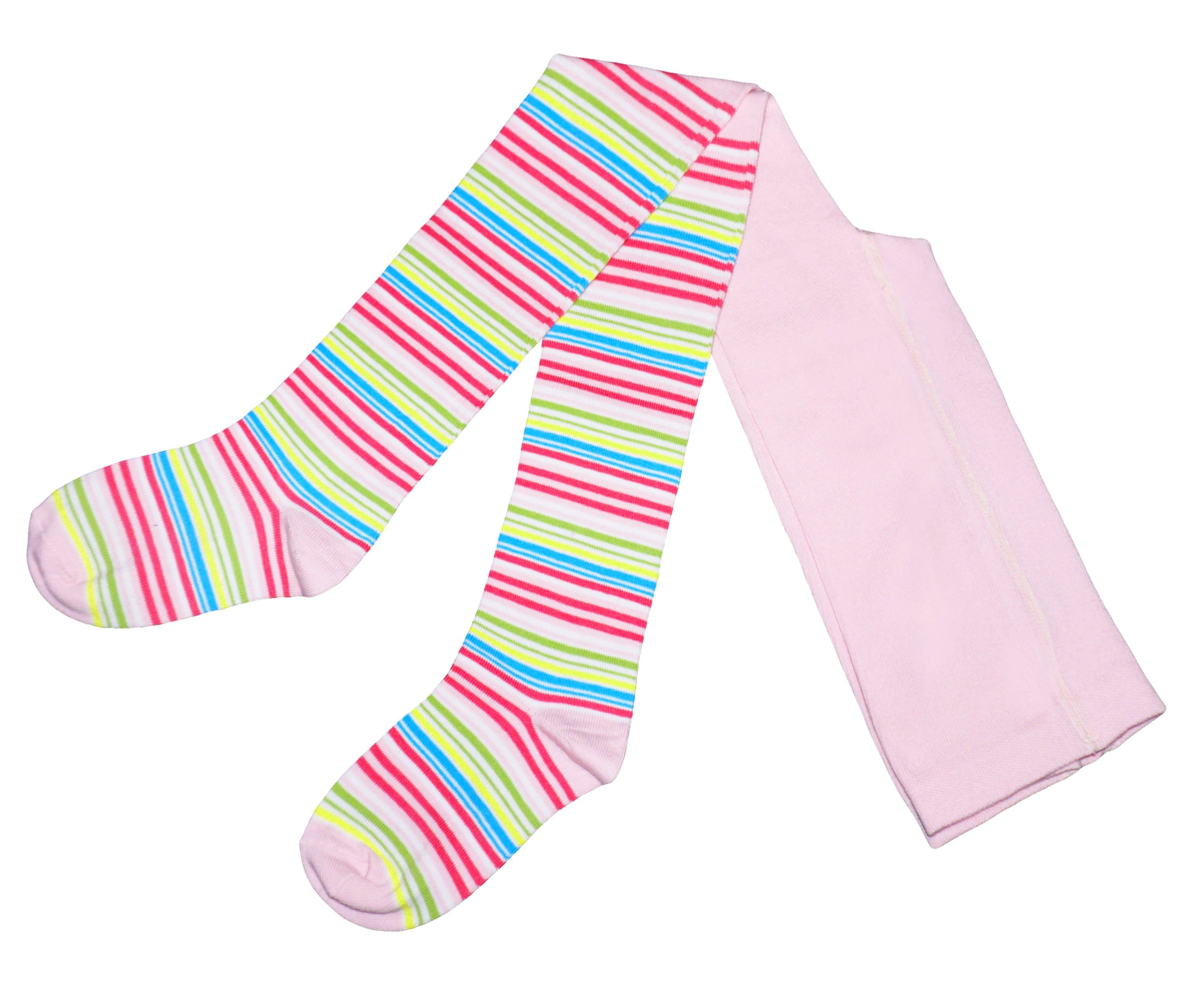 Strickstrumpfhose Kinderstrumpfhosen für Mädchen >>Bunte Ringel<< aus Baumwolle