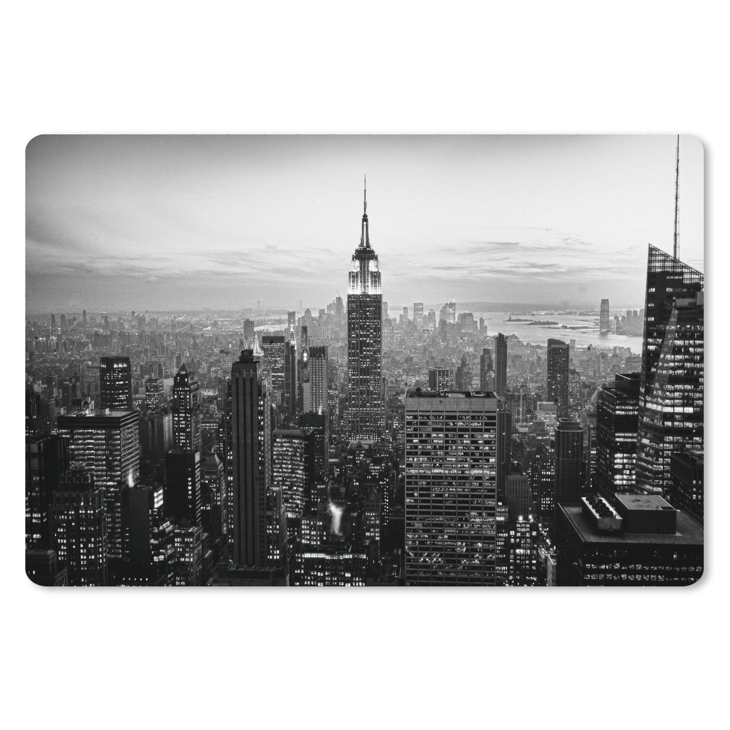 MuchoWow Mauspad New York City Schwarz-Weiß-Fotodruck (1-St), Mousepad XXL für Tastatur und Maus, Gaming Setup, Desk Mat, 120x80 cm