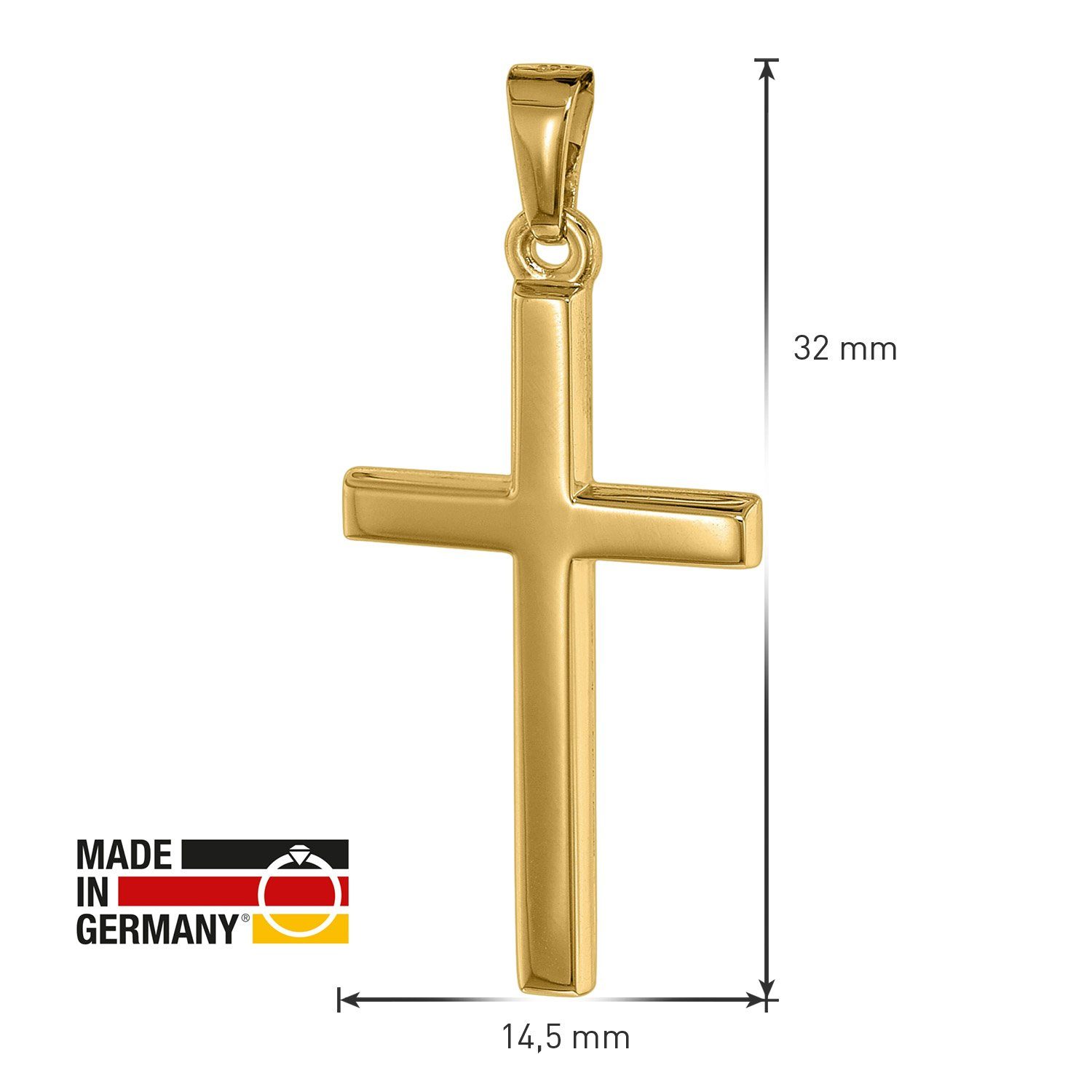 trendor Kreuzanhänger Kreuz- Gold 18K mm / 750 25