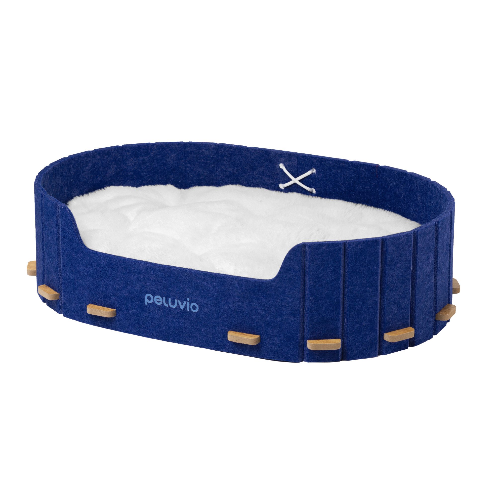 Peluvio Tierbett COSPO, Baumwoll- und PP-Mischung, Filz/Holz/waschbares Kissen/modular/2 Größen