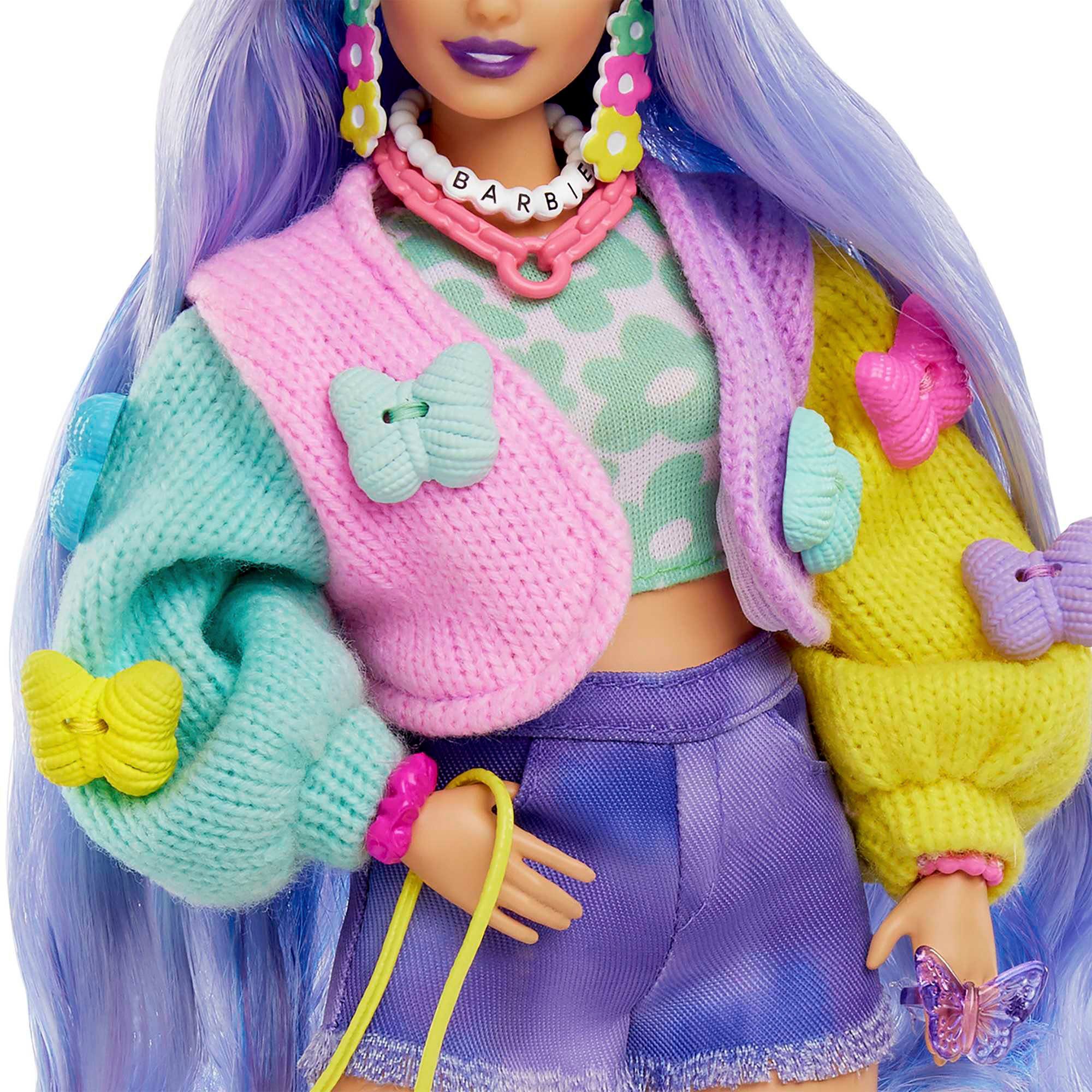 Haarspange Extra, lavendelfarbenes Haar/Schmetterlings Barbie Anziehpuppe