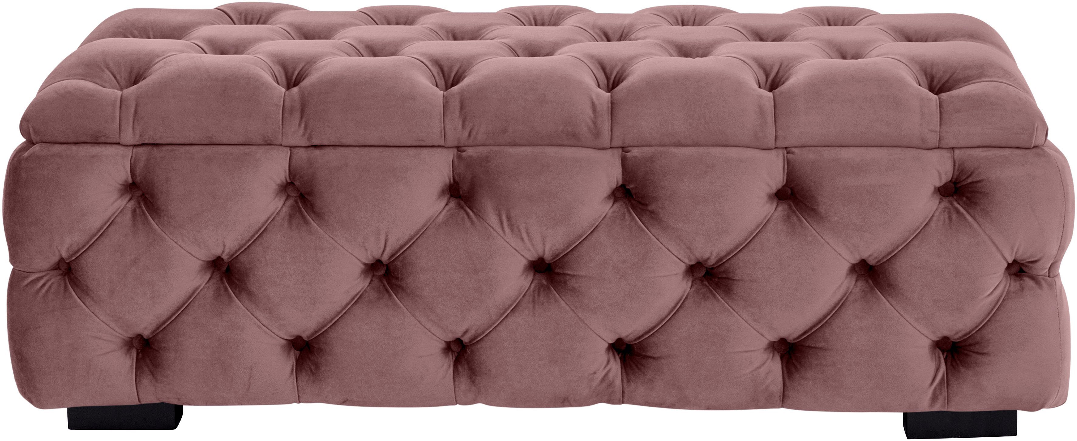 Home affaire Polsterhocker KALINA, hochwertige Knopfheftung, B/T/H: 120/55/45 cm, mit Staufach und innenliegenden Laschen zur besseren Aufbewahrung