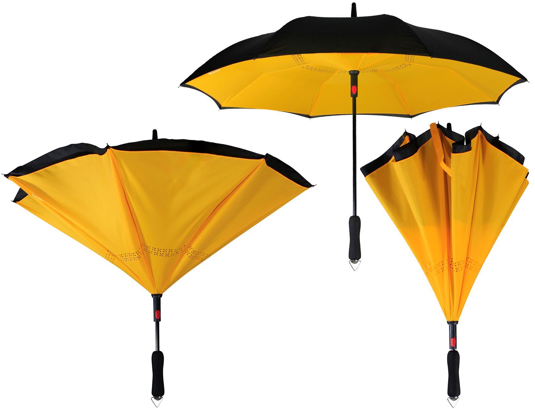 schwarz-gelb zu Automatik, - öffnen umgedreht Reverse-Schirm mit Langregenschirm iX-brella umgedreht