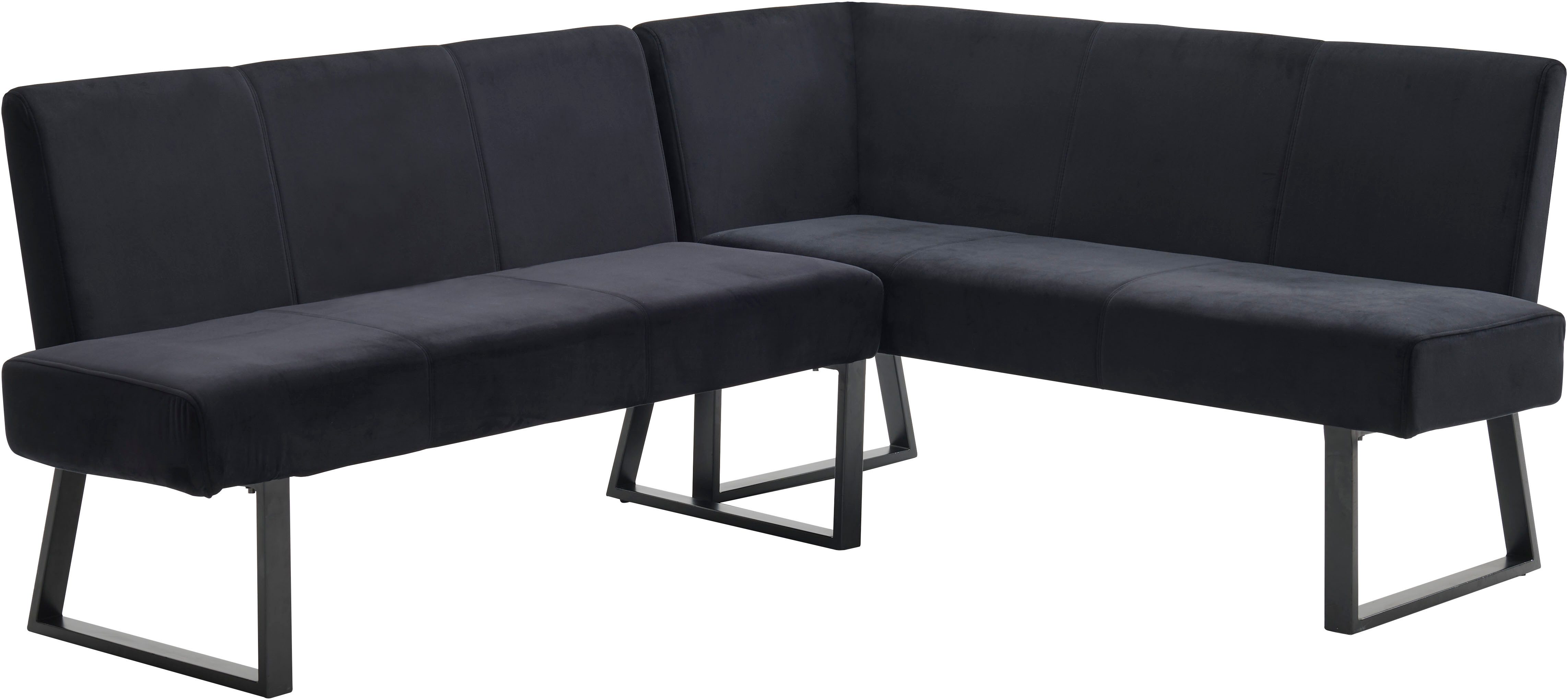 OTTO home Eckbank Gladiole, (Sitzbank, Esszimmerbank, Bank), mit Taschenfederkern, schwarzes Metallgestell, Breite 190 cm