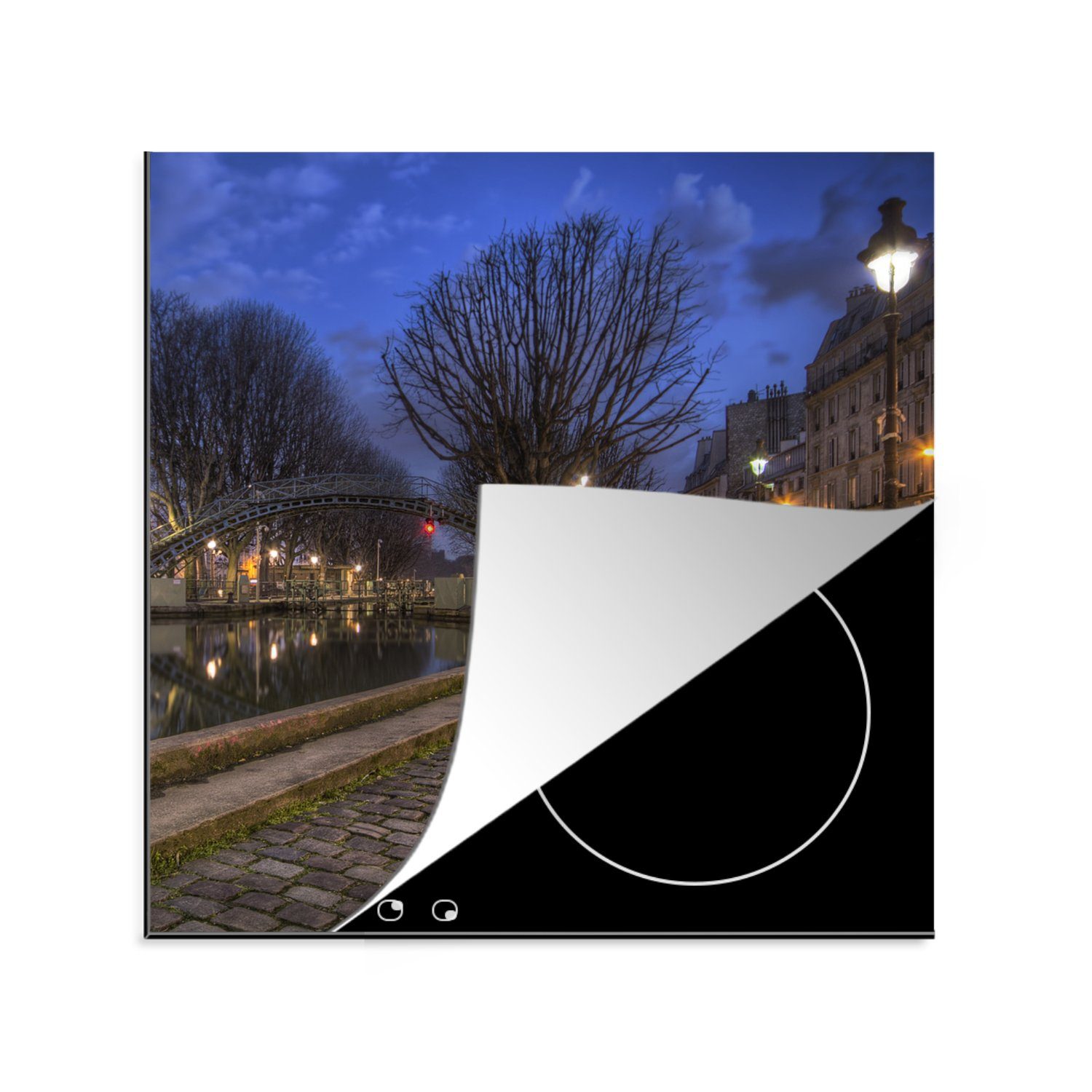 cm, Vinyl, in (1 für 78x78 Sankt-Martins-Kanal Arbeitsplatte Herdblende-/Abdeckplatte tlg), küche Ceranfeldabdeckung, Paris, MuchoWow