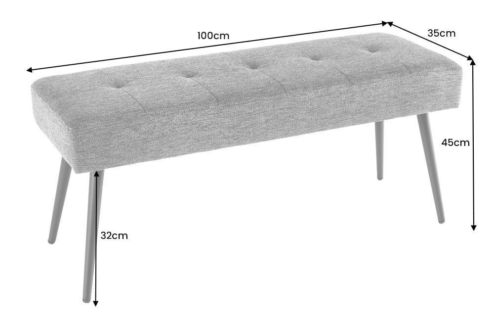 riess-ambiente Sitzbank BOUTIQUE 100cm dunkelgrau · Flur Cord · Schlafzimmer (Einzelartikel, · Wohnzimmer schwarz 1-St), / Esszimmer· · Metall
