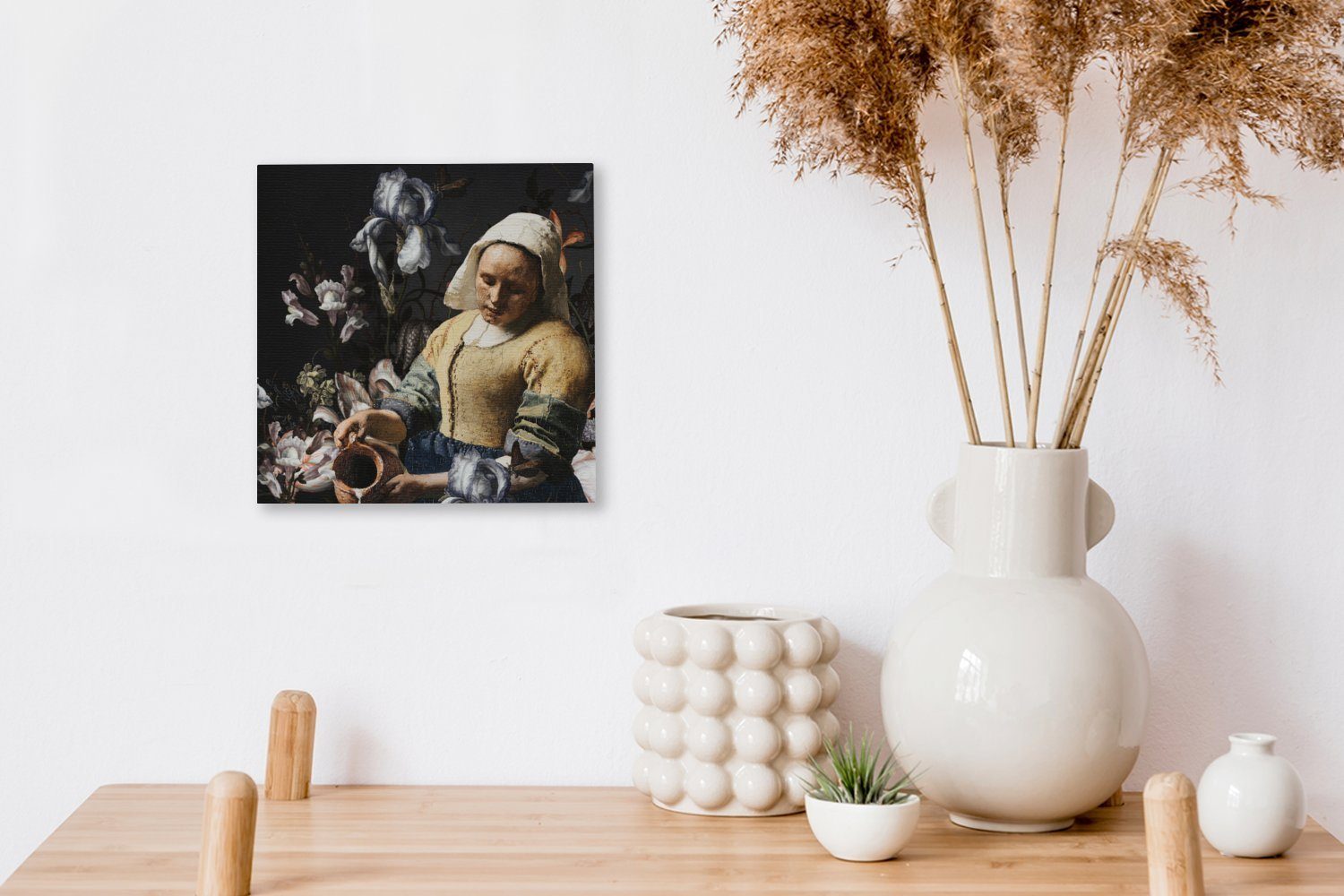 Vermeer für OneMillionCanvasses® Johannes St), Wohnzimmer (1 Leinwand Schlafzimmer Gemälde - Milchmädchen - Bilder Blumen,