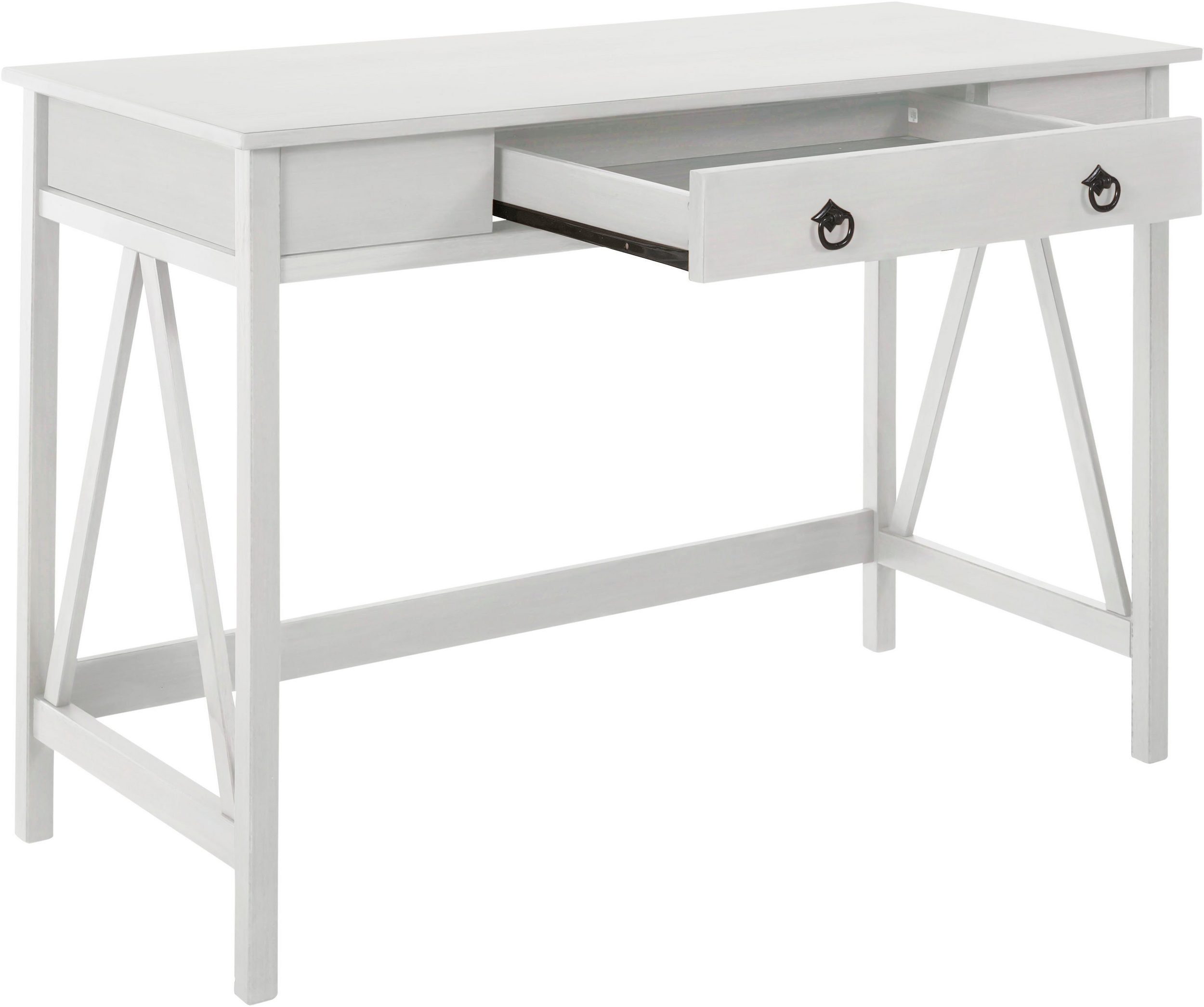 loft24 Schreibtisch Tulle, Tisch mit Schublade, Kiefer, rechteckig, Landhaus, Breite 117 cm