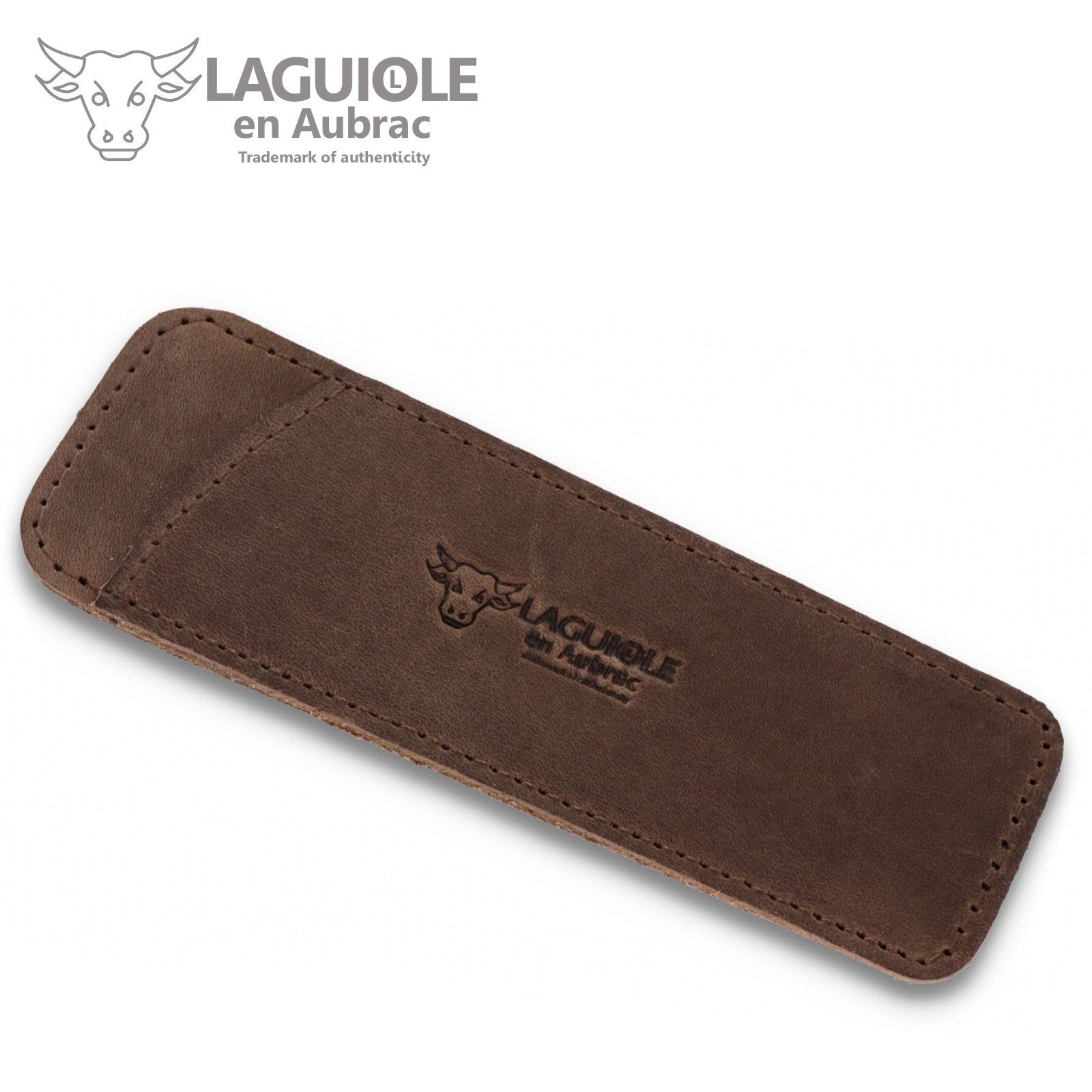 Laguiole en Aubrac Messertasche PC12 TAN, Etui für Laguiole Messer mit 11/12 cm Grifflänge - Leder vintage braun
