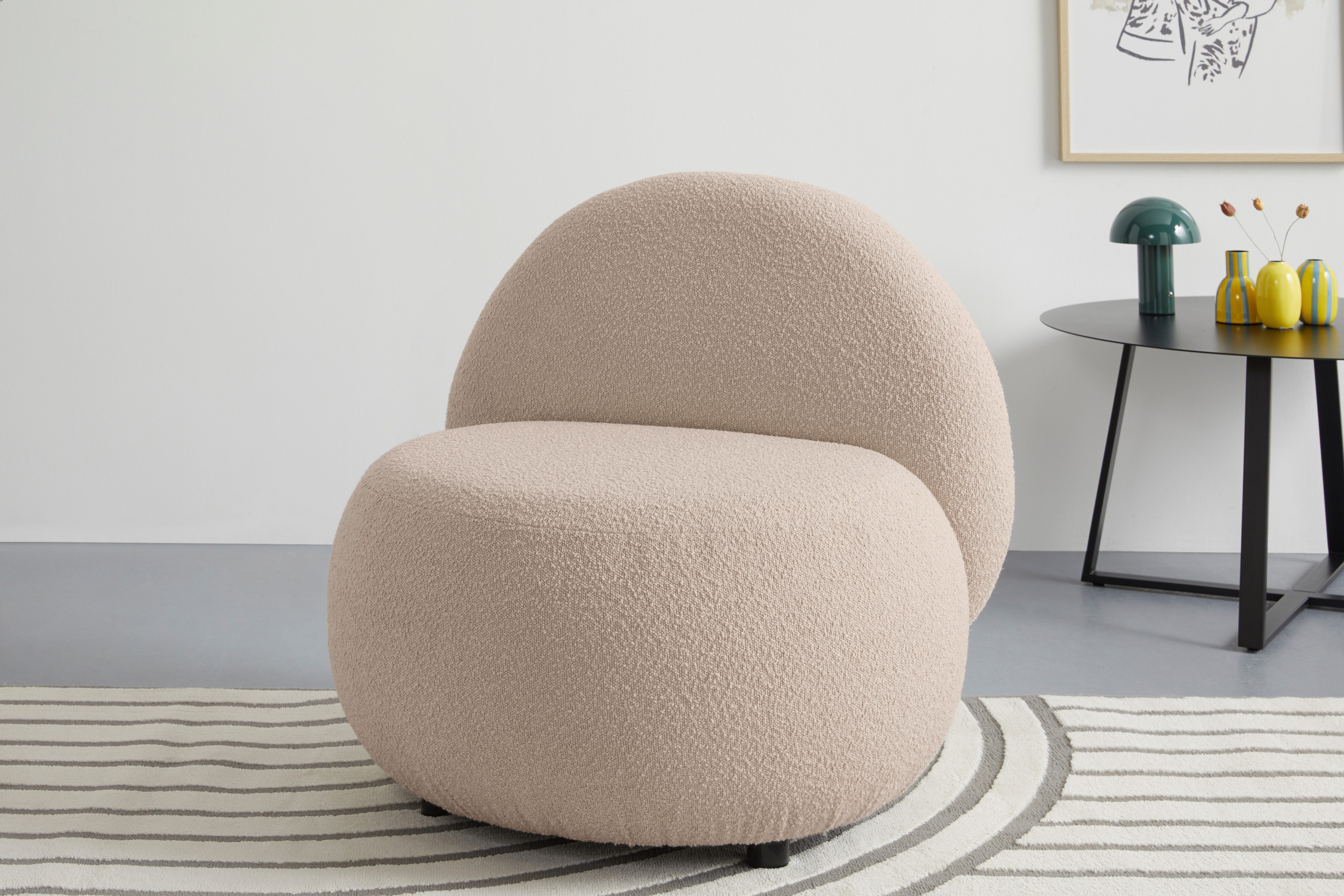 s.Oliver Sessel Bennid, moderner Designsessel mit Lederriemen, softes Design, hochwertig, zum Wohlfühlen in Luxus-Microfaser/Struktur oder in Bouclé