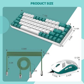 YINDIAO Tastatur- und Maus-Set, USB-C Kabel,Kabelgebundene Mechanische Tasten TKL Compact Layout