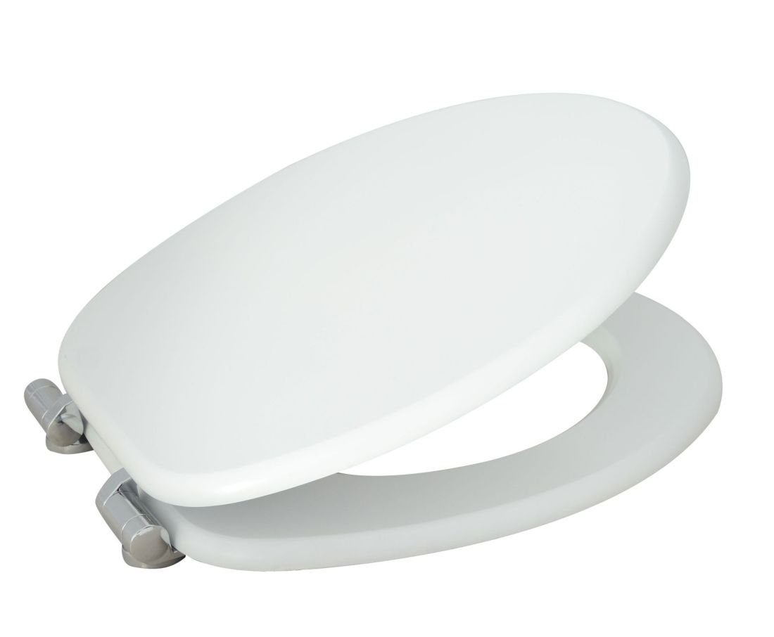 VEROSAN WC-Sitz FINE Weiß, Toilettensitz mit Holzkern WC-Brille mit Absenkautomatik, ASMFIN7221