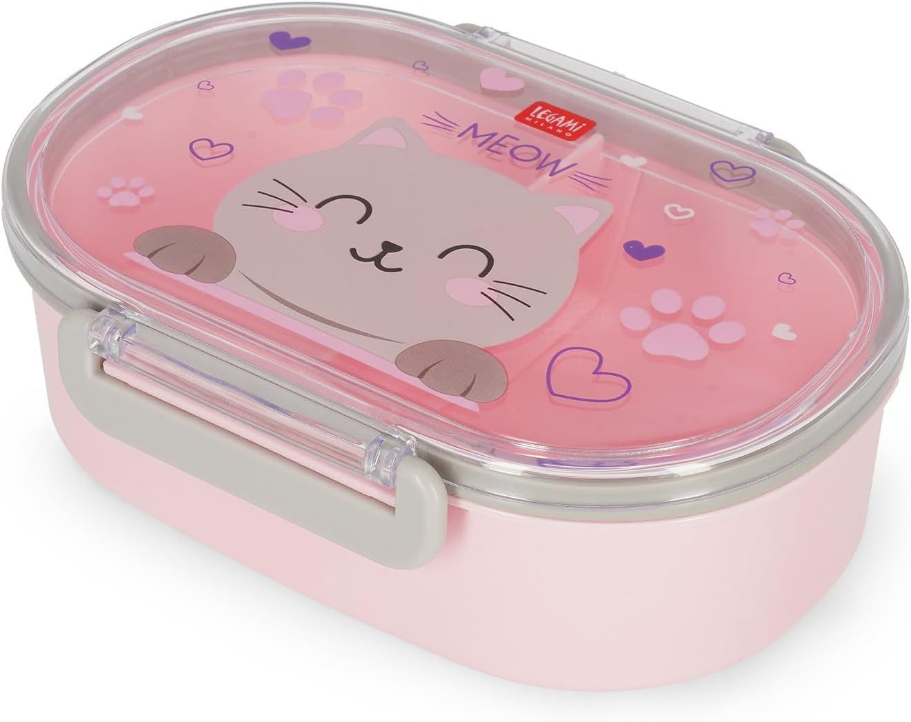 Legami Federmäppchen LEGAMI Snack & Go Lunchbox Kitty 500 ml mit Trenner