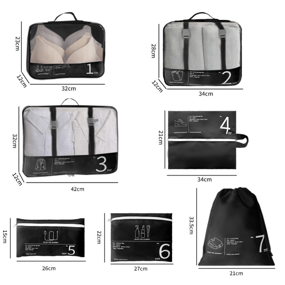 Creliv Kofferorganizer Kofferorganizer Set (7-tlg),ideal für Reise und Urlaub,wasserdicht (Set, 7er-Pack), Komplettes Set, Premium-Material: