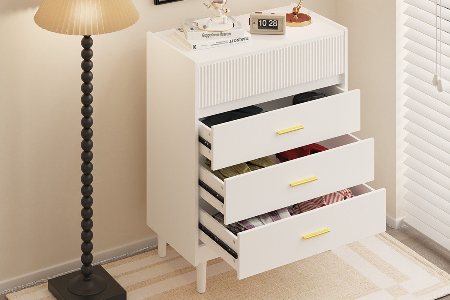 HOMAVO Kommode DG2 mit 5 Schubladen für Wohnzimmer Schlafzimmer modern & geräumig, FSC®, viel Stauraum, pflegeleicht-74 × 40 × 90 cm (B × T × H)
