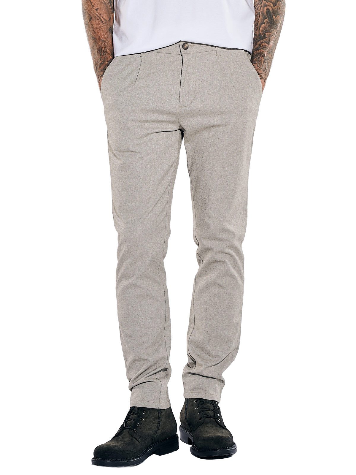 emilio adani Stoffhose Herren Chino-Hose in melangierter Optik, Braunbeige