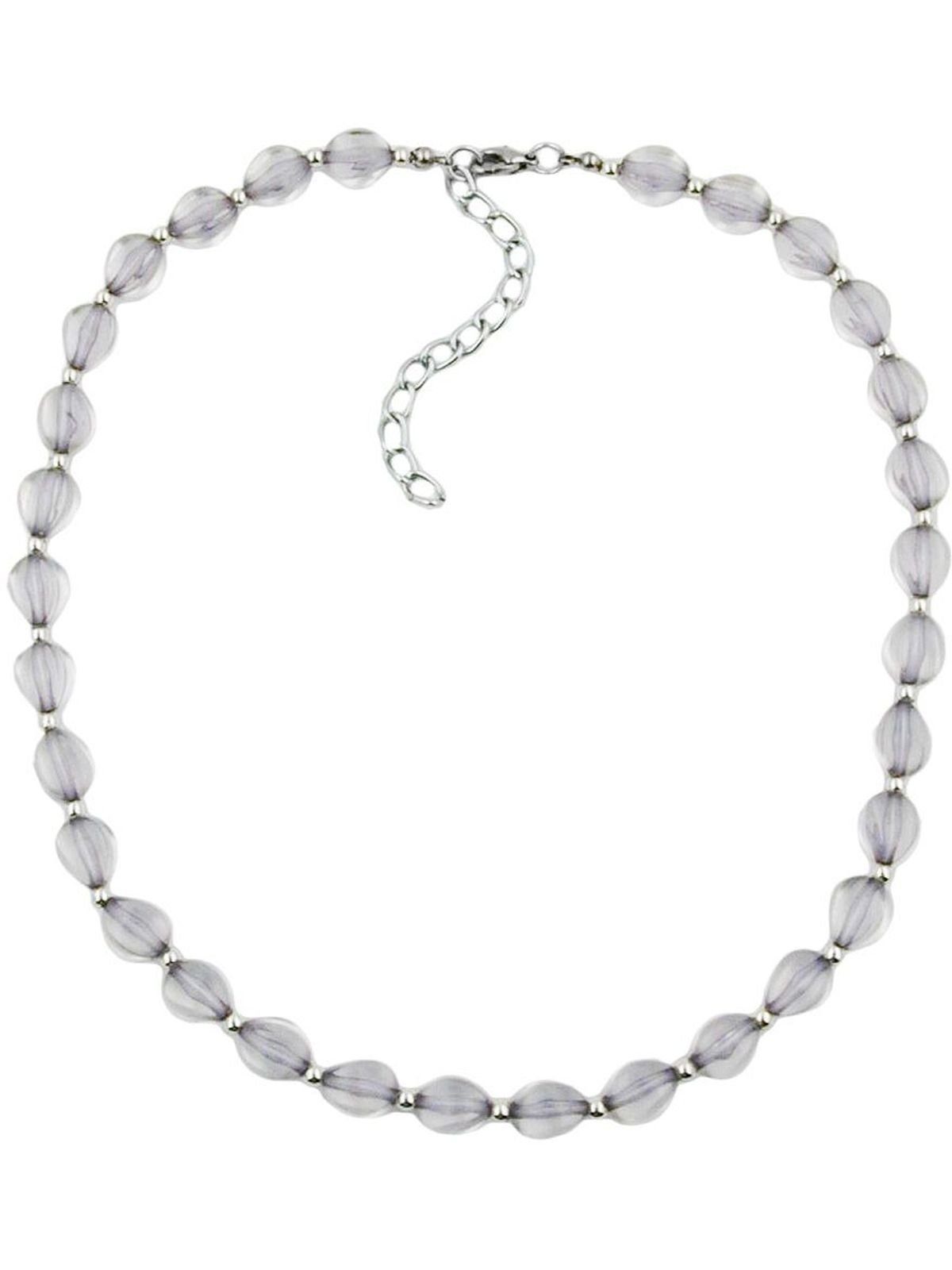 Gallay Perlenkette grau-transparent Vierkantperle Kunststoff 10mm 42cm (1-tlg)