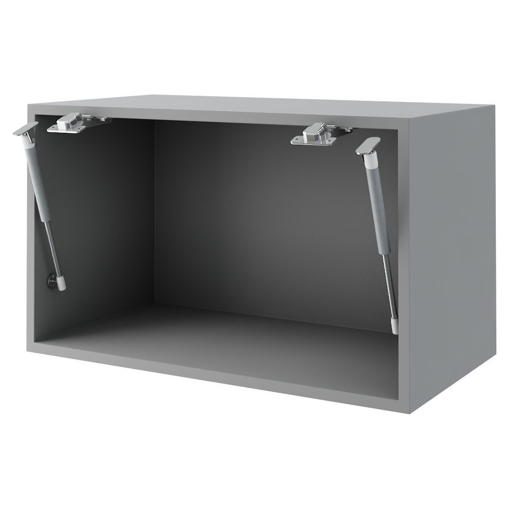 Feldmann-Wohnen Klapphängeschrank Kvantum (W4B/60, 1 Klappe, innen 1 Fach, Gasdruckdämpfer, 1-St., moderne Matt-Optik, dekorative Fräsungen, B/T/H 60x32,5x36cm) Grau / Vanille Matt Gasdruckdämpfer