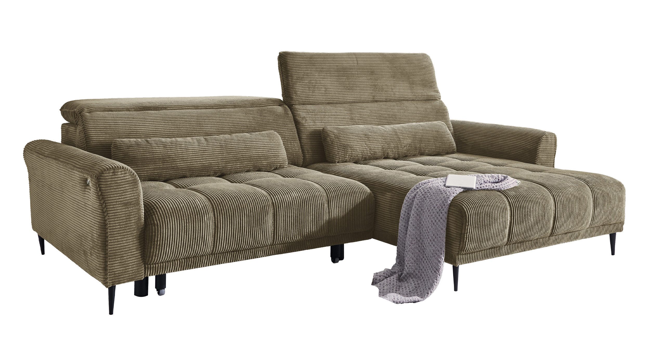 Massivart® Ecksofa Cord 277 cm / Cordsofa LOGAN / Sitztiefenverstellung / N günstig online kaufen